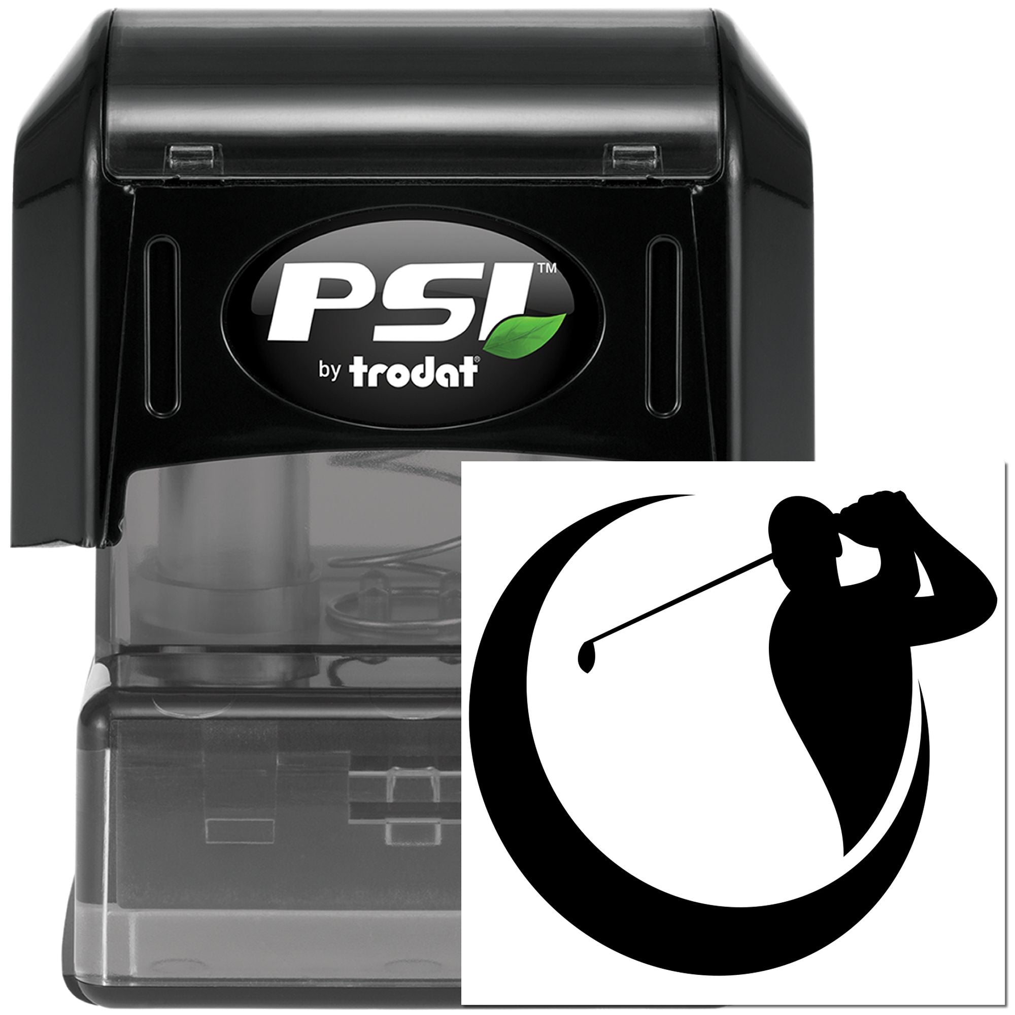 Pre-Inked Moonlit Golfer Silhouette Note Card Stamp