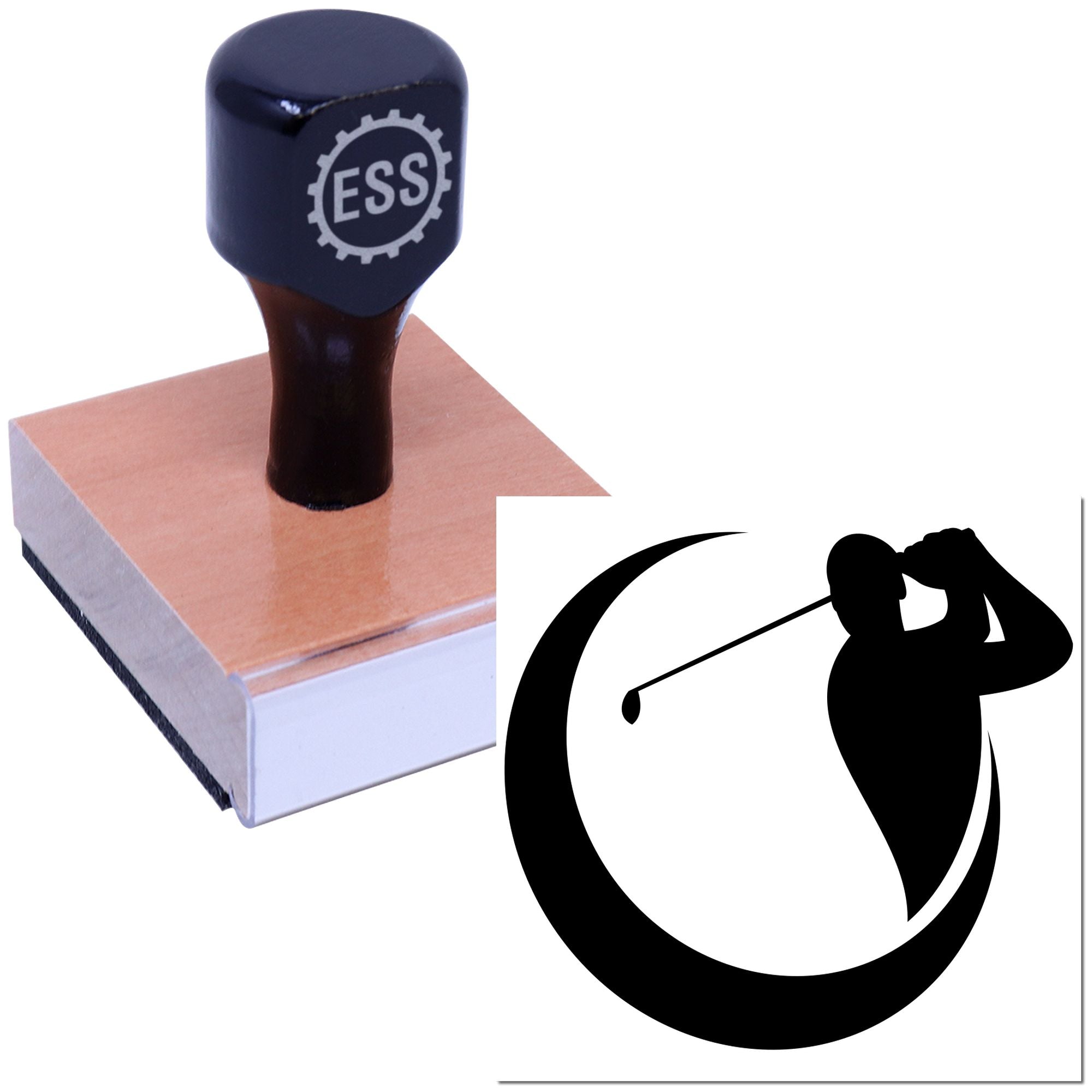 Crescent Swing Golfer Tag Rubber Stamp