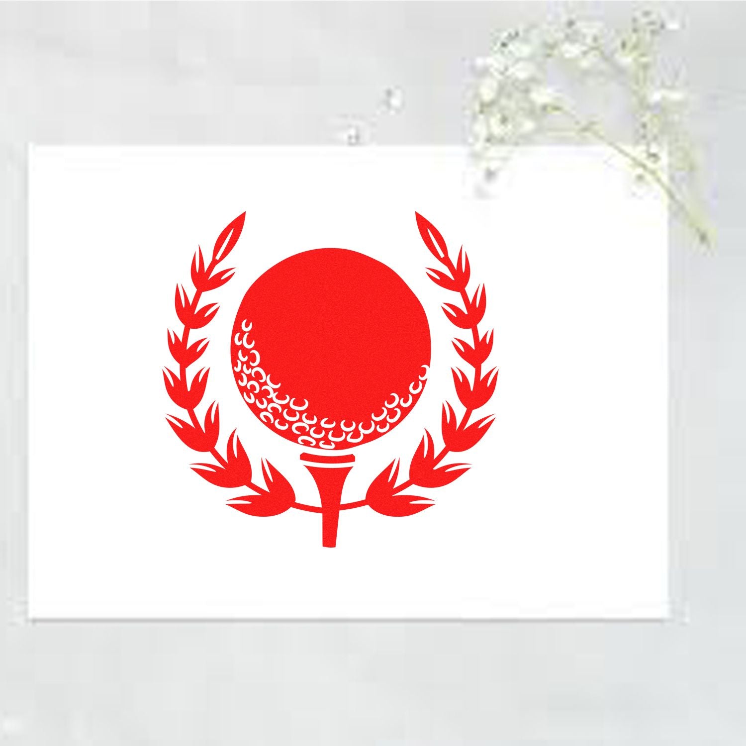 Laurel Golf Emblem Favor Tag Rubber Stamp