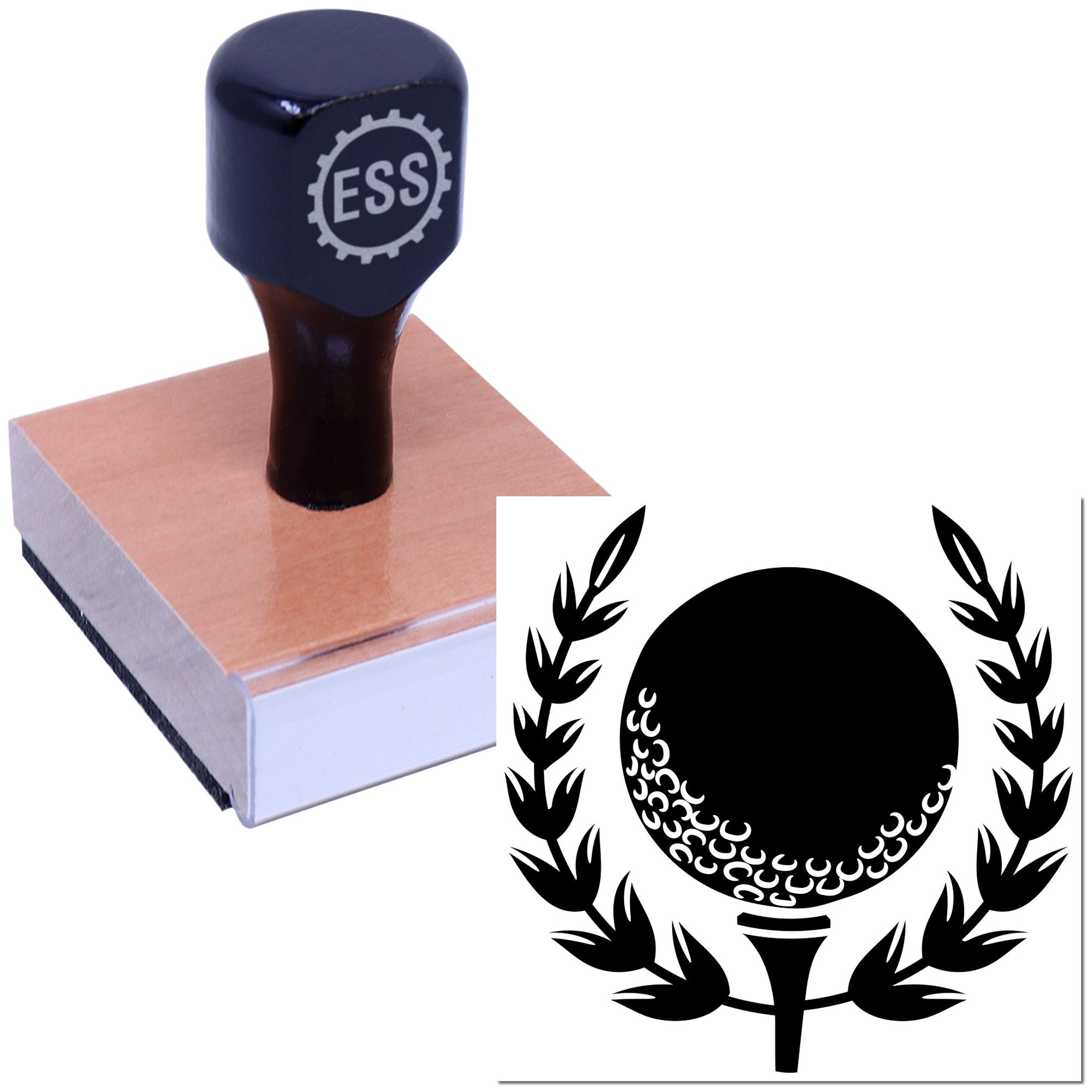 Laurel Golf Emblem Favor Tag Rubber Stamp