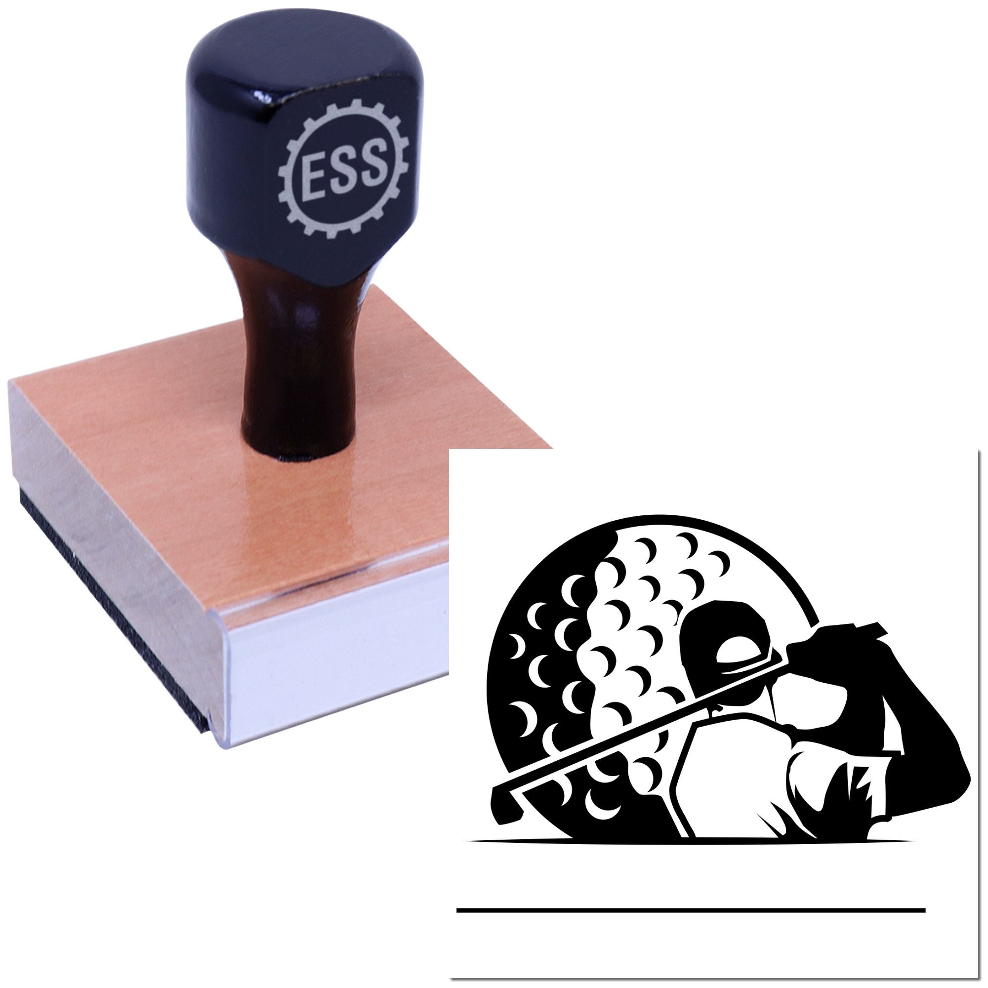 Lunar Golf Swing Party Favor Rubber Stamp