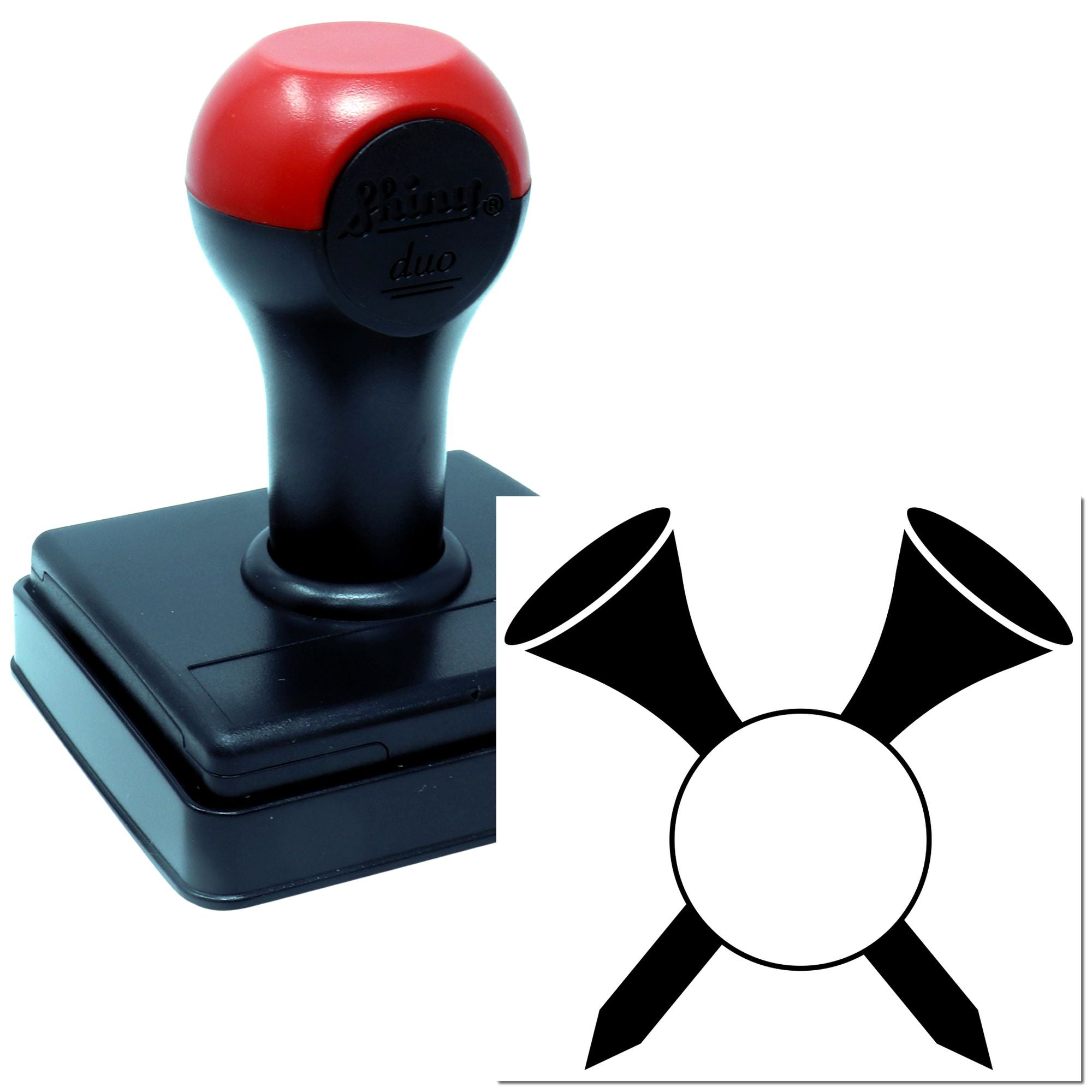 Duo Crossed Bugles Emblem With Circle Hand Stamp