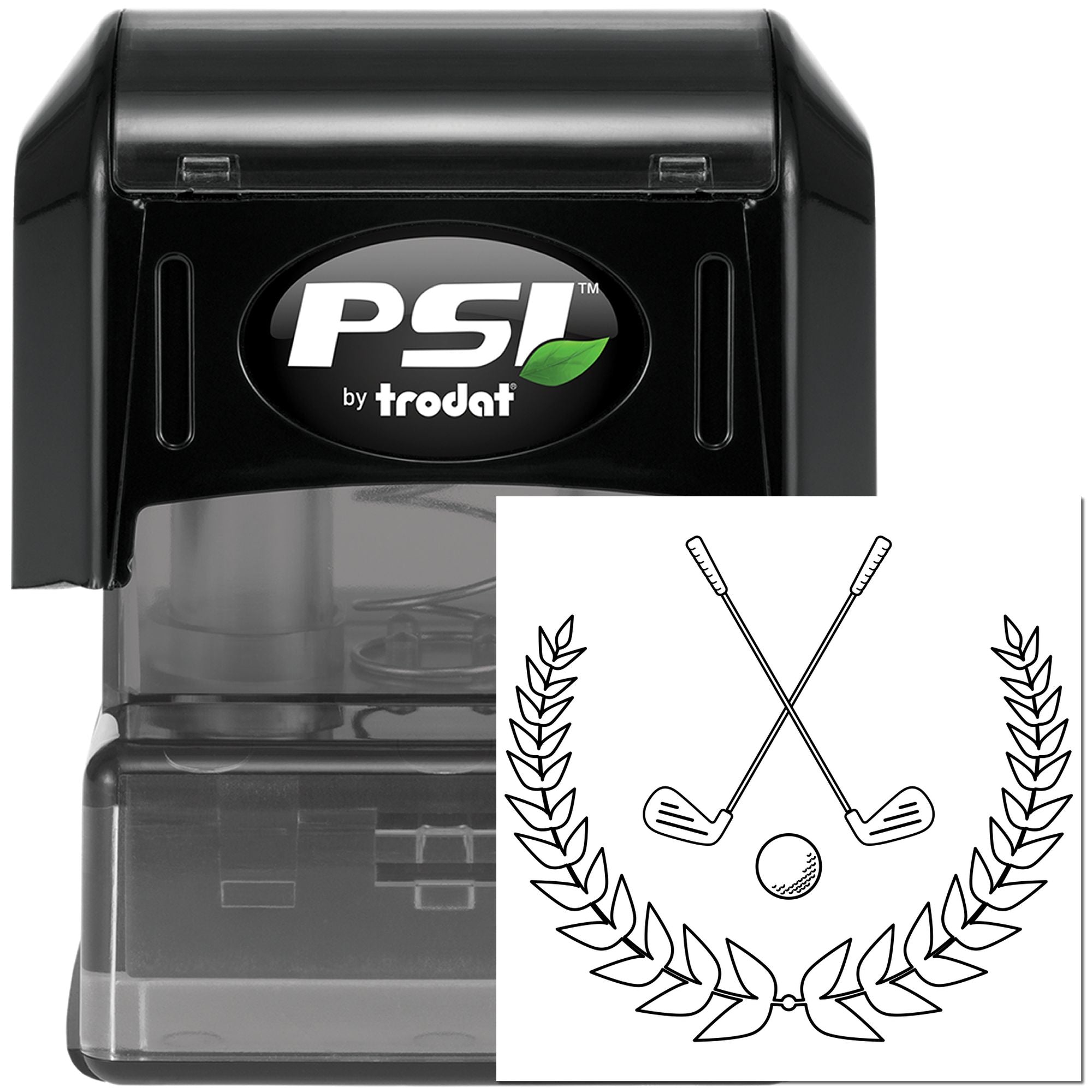 Pre-Inked Crossed Golf Clubs Card Stamp