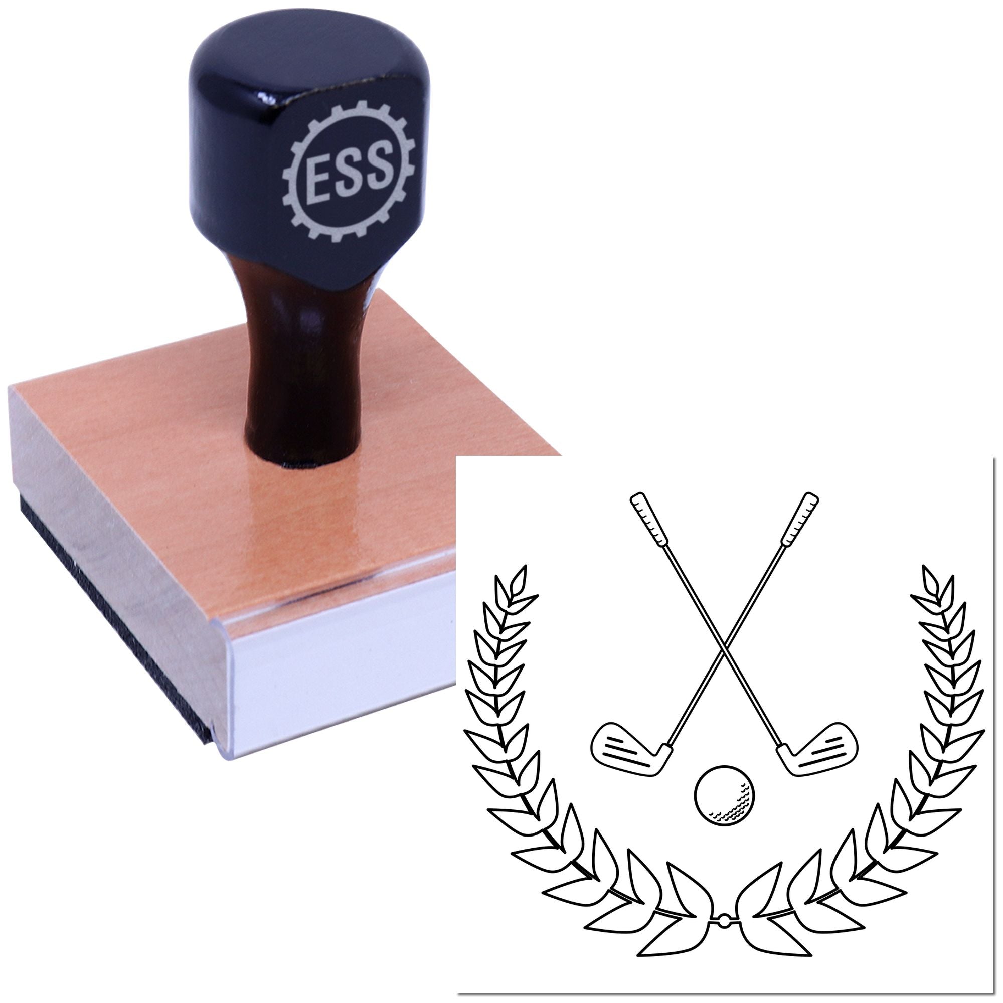 Laurel Golf Crest Handcraft Rubber Stamp