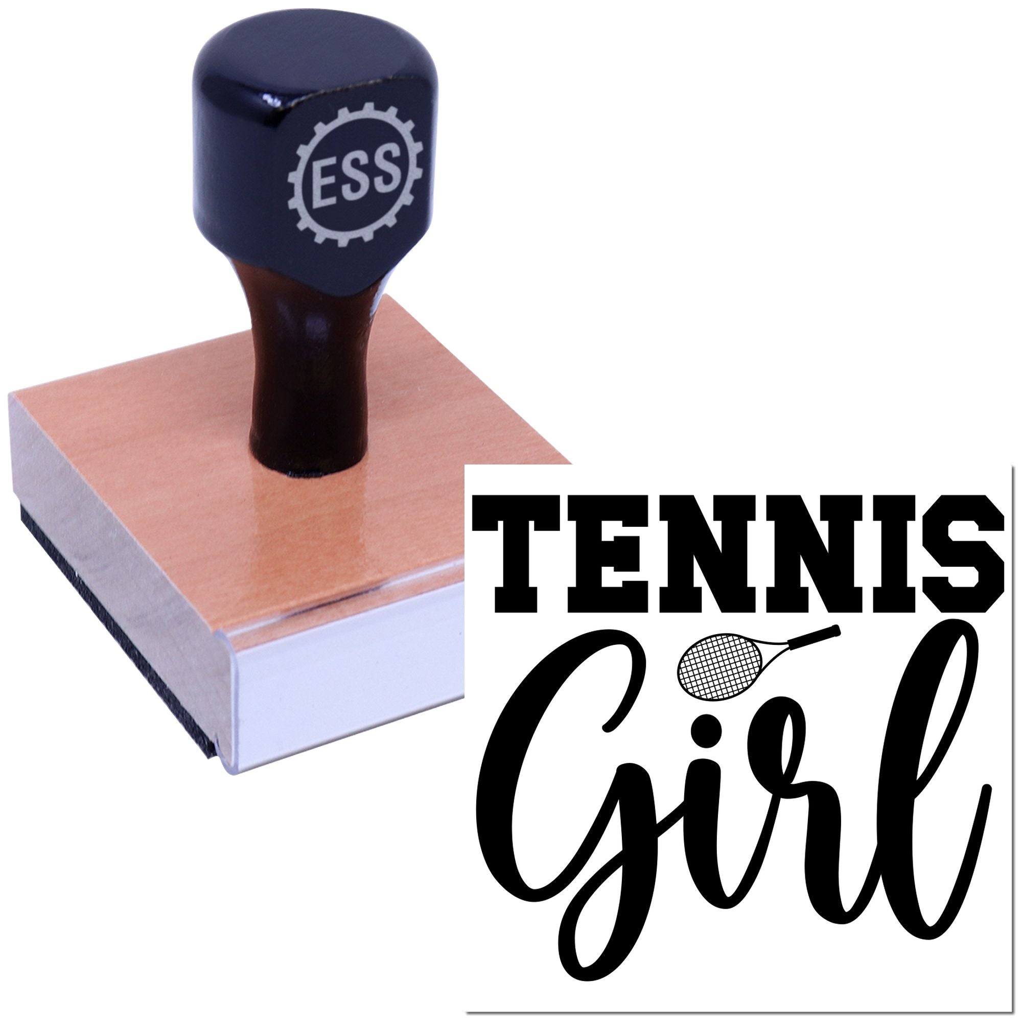 Bold Tennis Girl Paper Goods Rubber Stamp