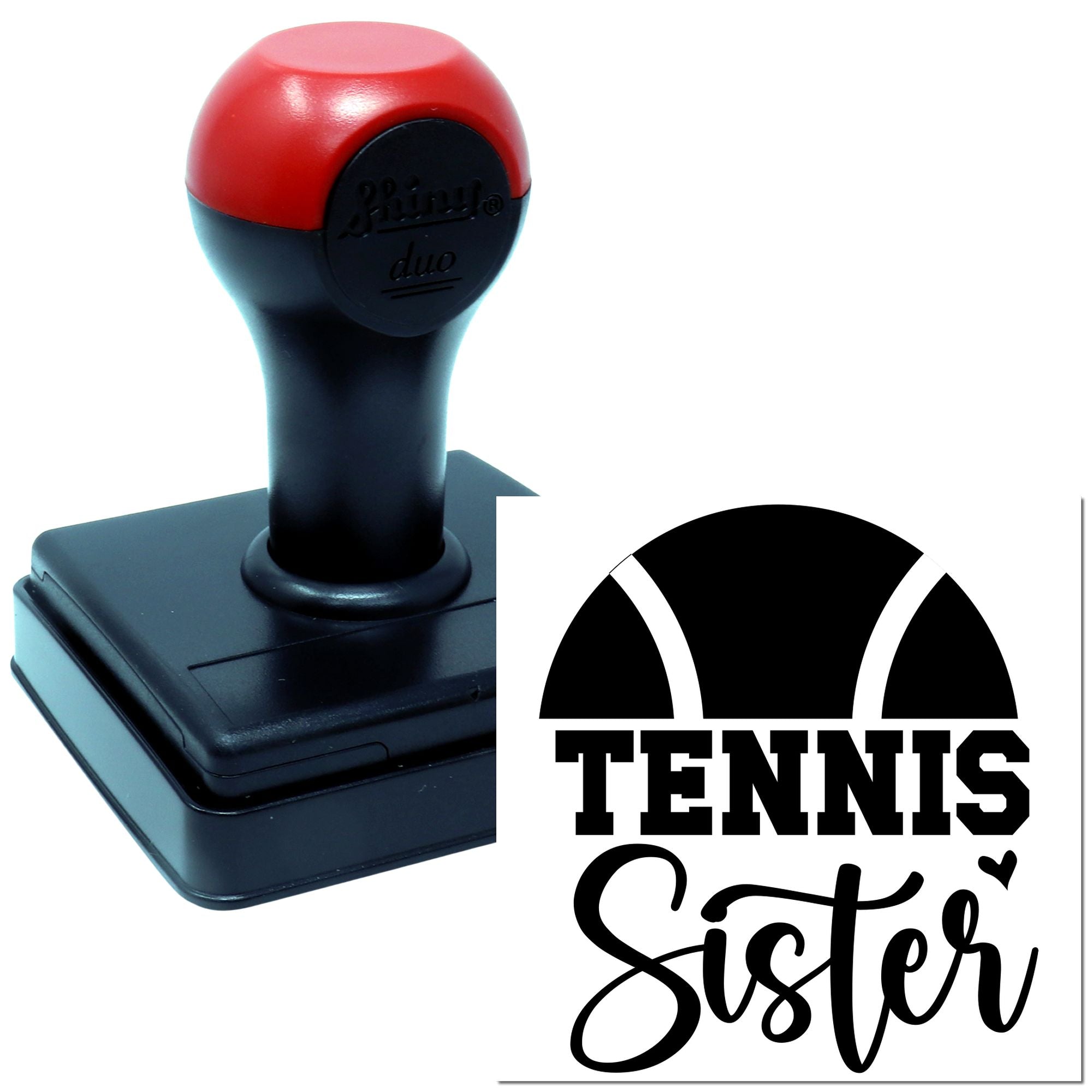 Duo Tennis Sister Bold Heart Logo Hand Stamp