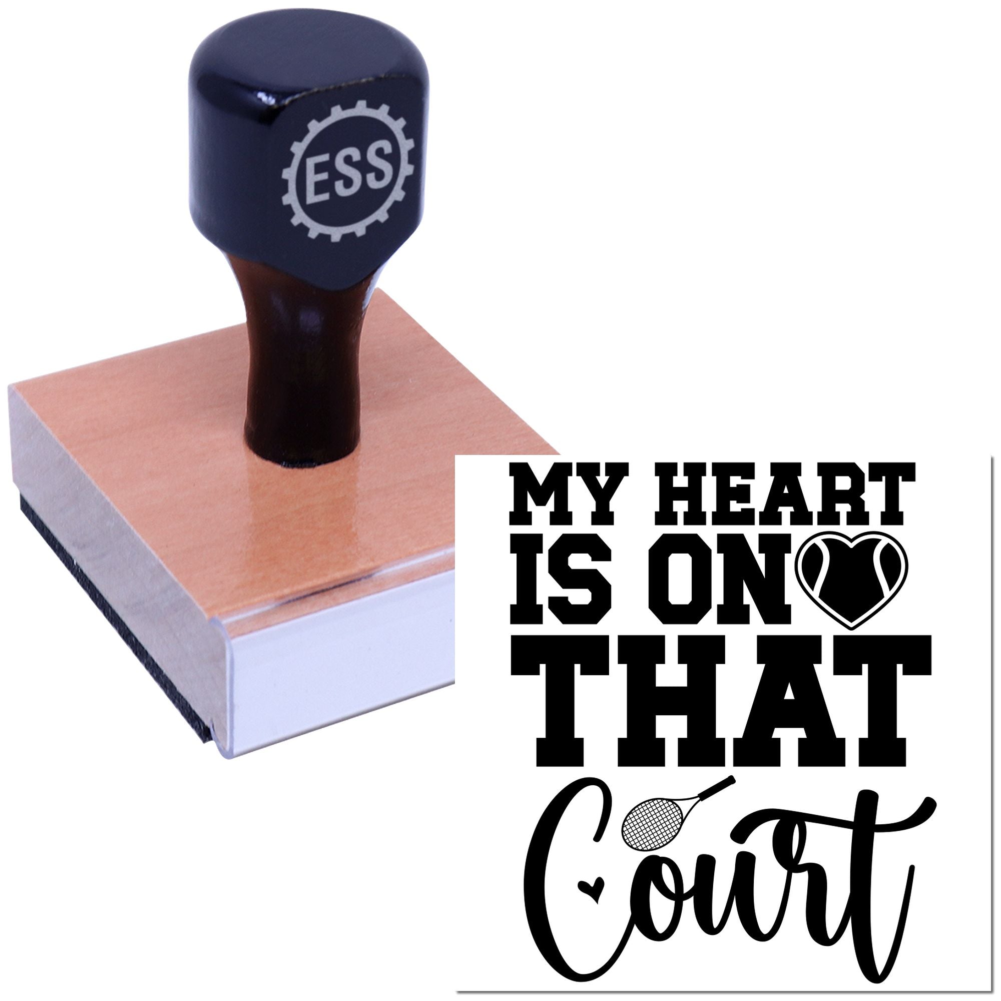 Heart On Court Card Rubber Stamp