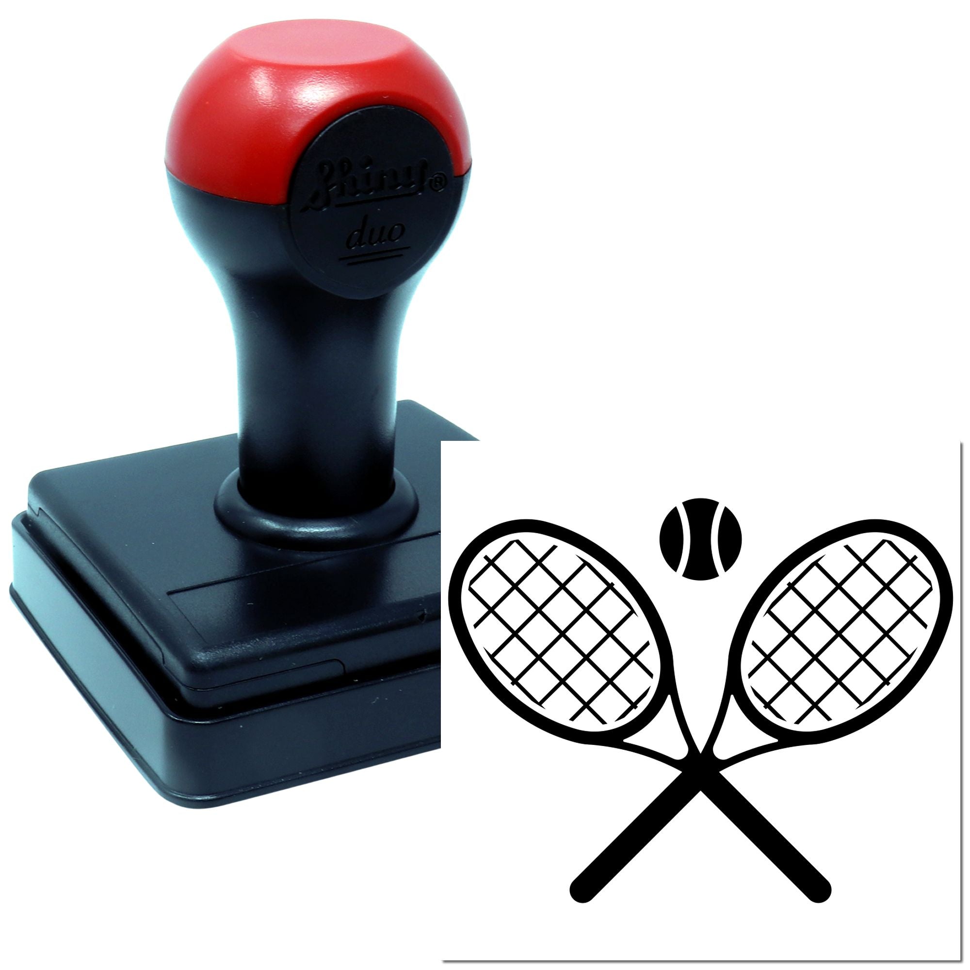 Duo Crossed Tennis Rackets With Ball Hand Stamp
