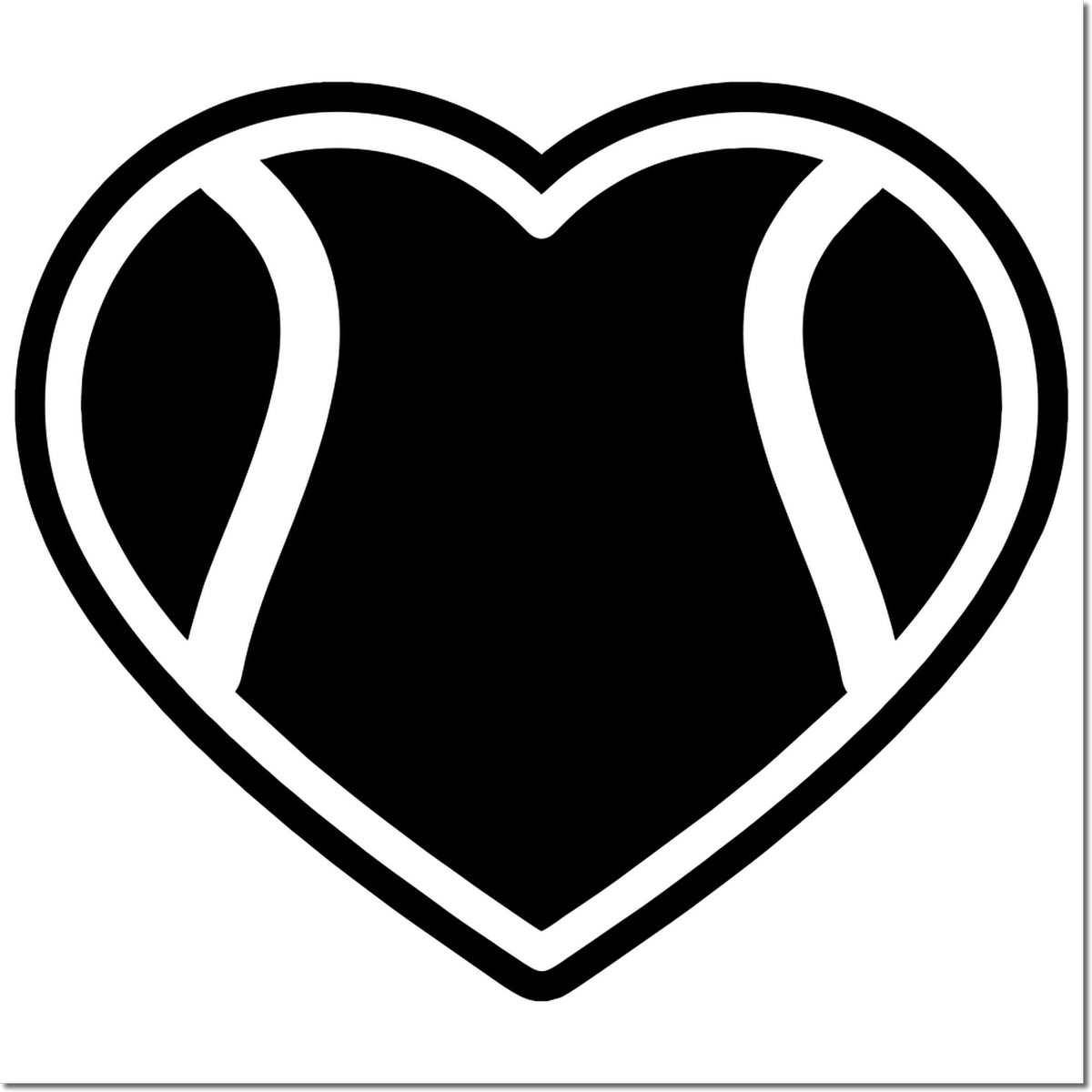 Black heart-shaped rubber stamp seal icon in black and white on a white background