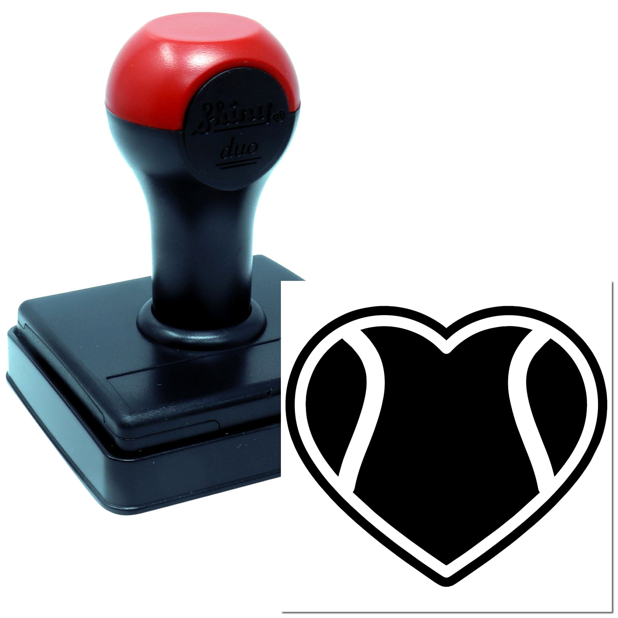 Duo Black Tennis Heart Bold Emblem Hand Stamp