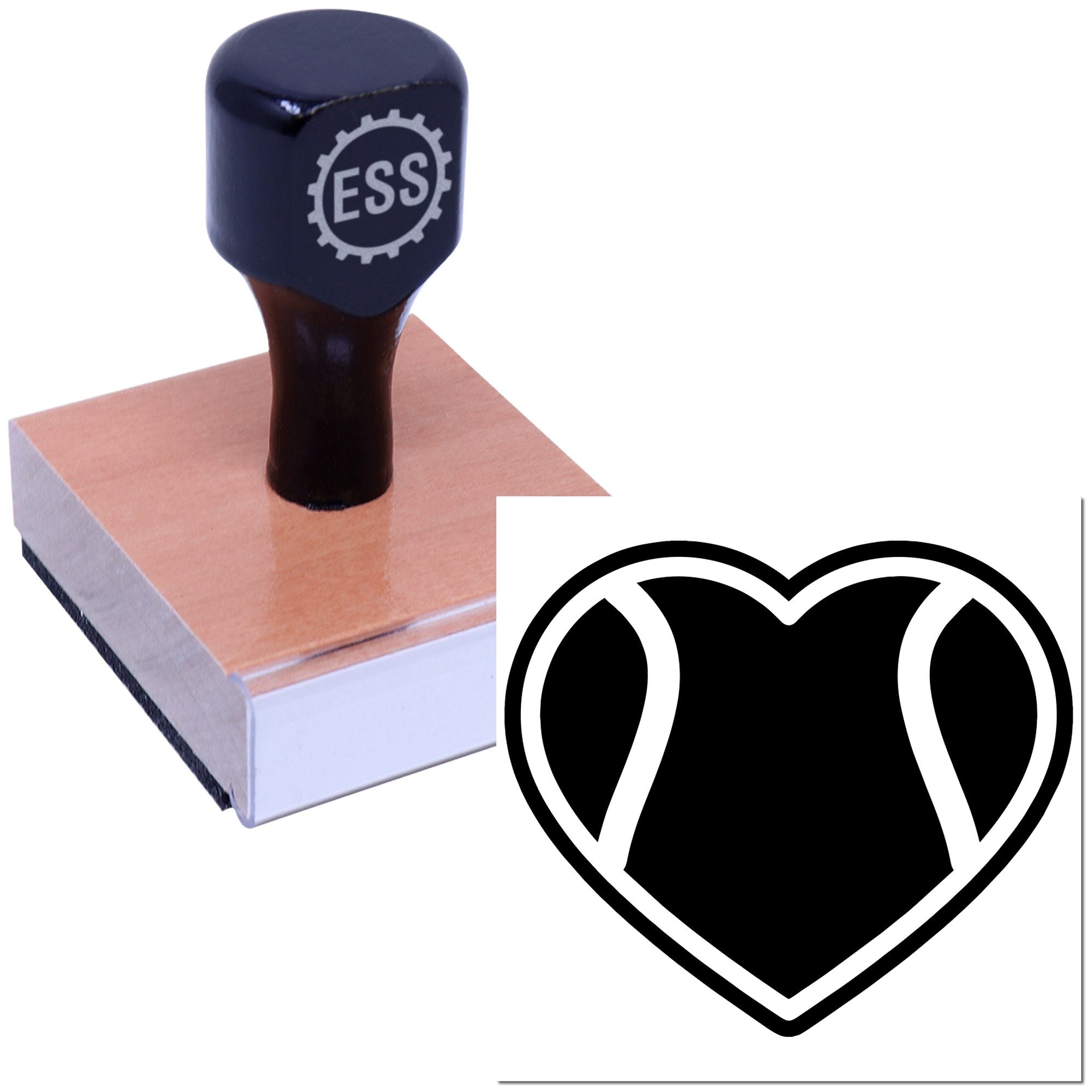 Heart Tennis Ball Papercraft Rubber Stamp