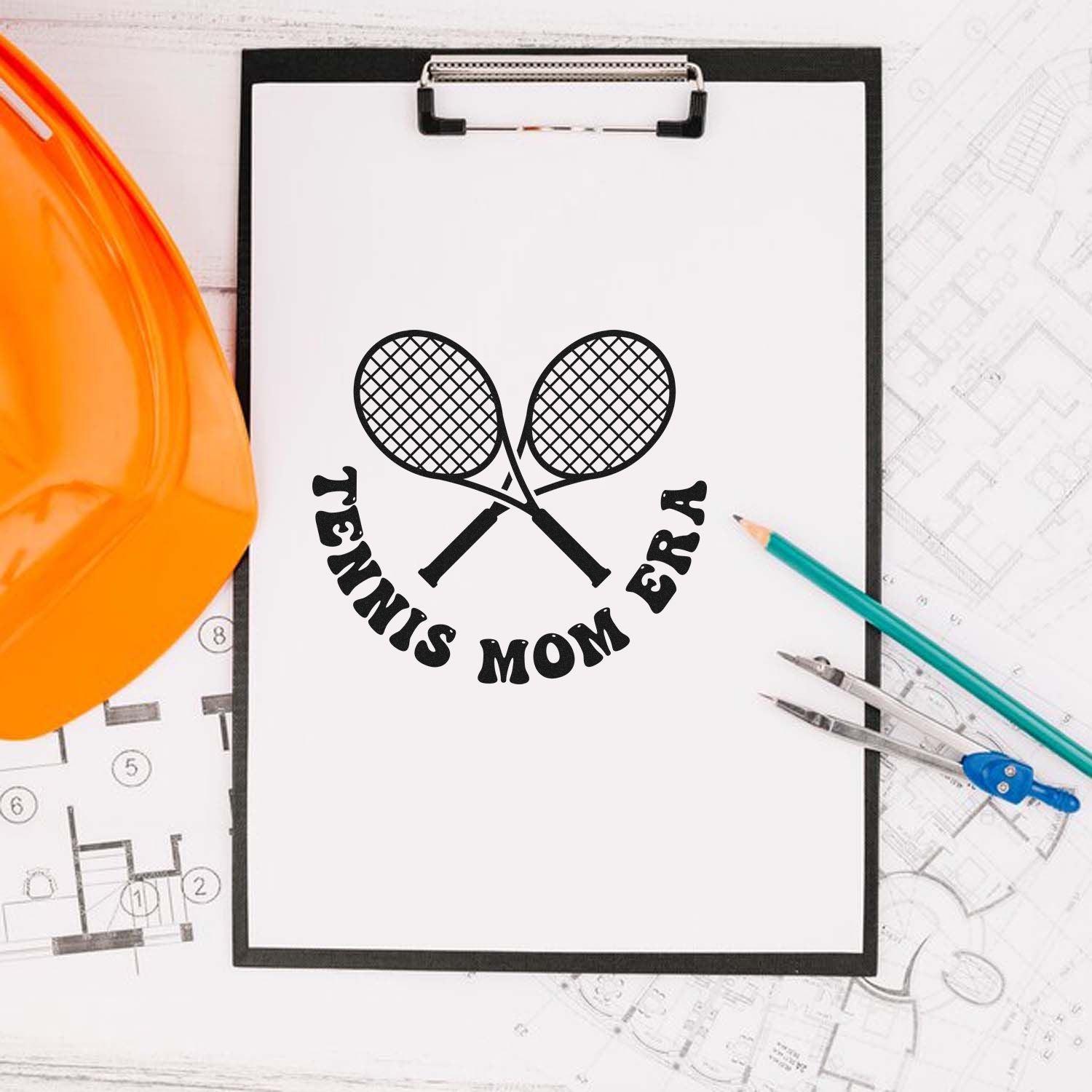 Crossed Tennis Rackets Paper Goods Rubber Stamp