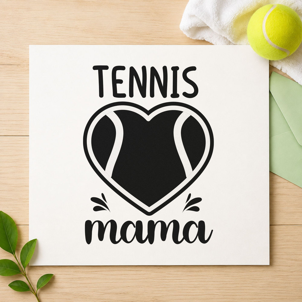 Tennis Mama Heart Ball rubber stamp printed in black ink, ready for wash rota sheet and similar paper crafts.