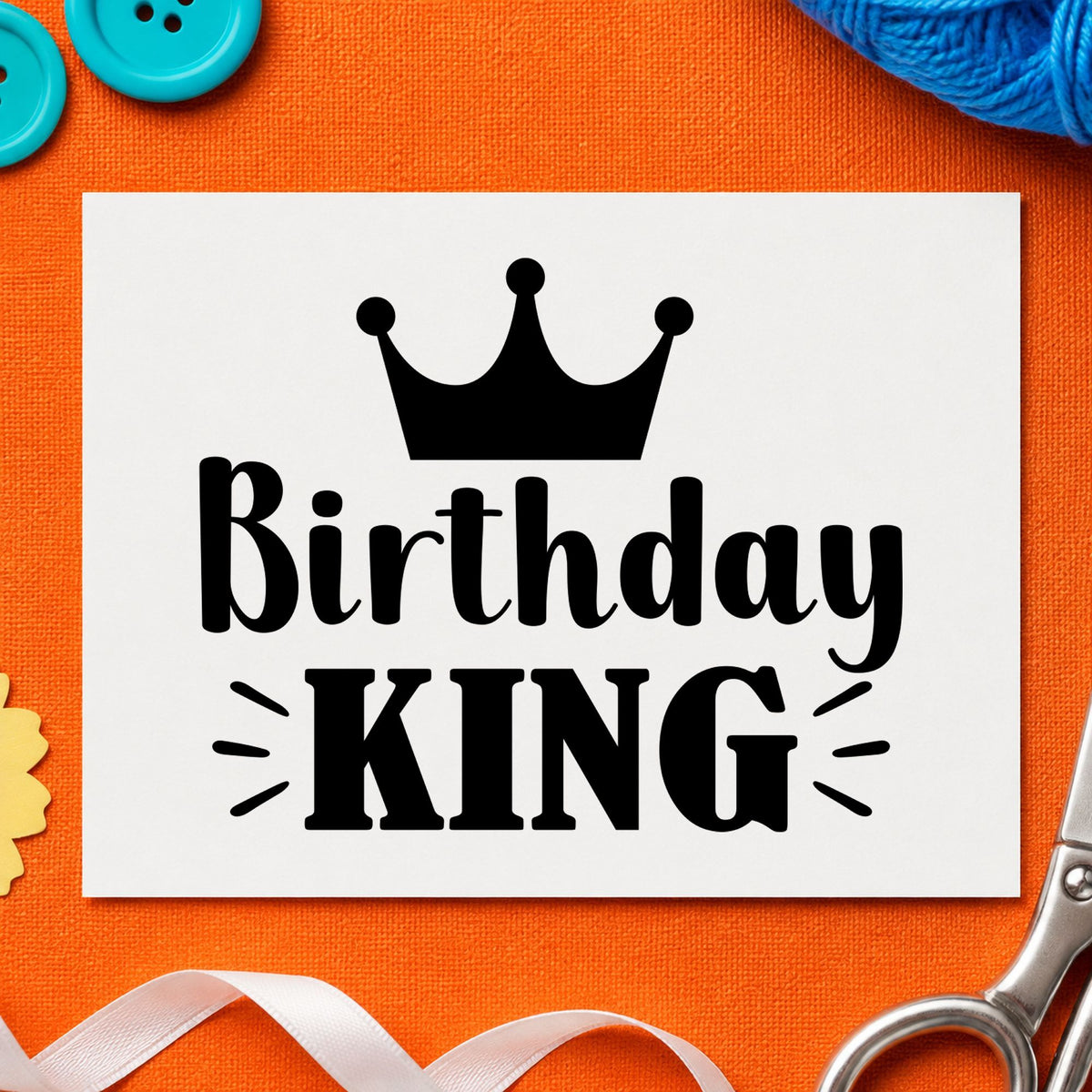 Birthday King Crown Graphic rubber stamp printed in black ink, ready for day plan sheet and similar paper crafts.