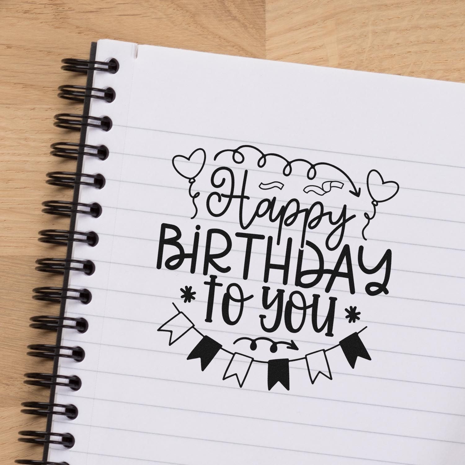 Large colorfully decorated banner Card Rubber Stamp