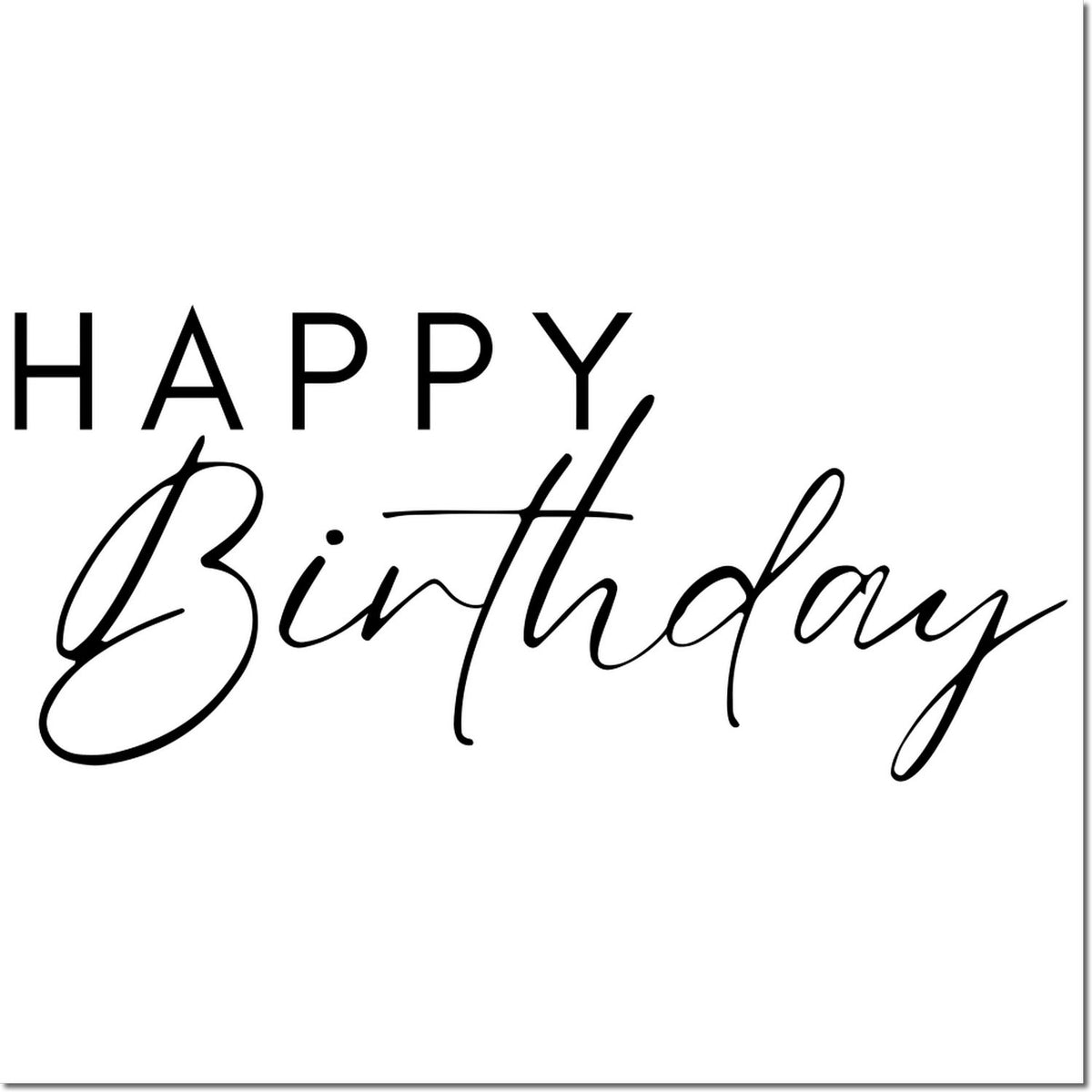 Happy Birthday black script stamp seal on white background