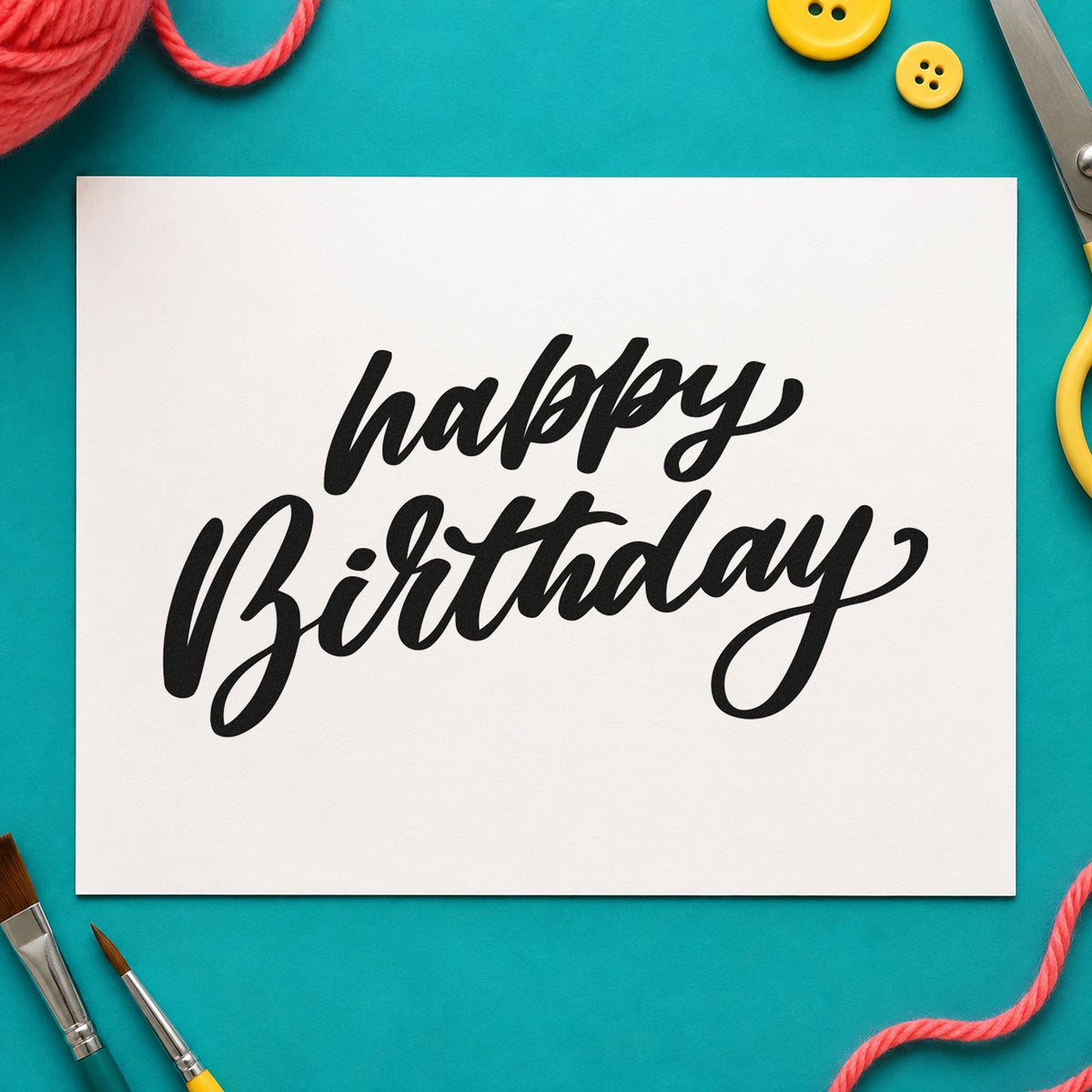 Happy Birthday Slanted Brush craft stamp imprint in black ink on a handmade project, one idea being free treat gift tags.