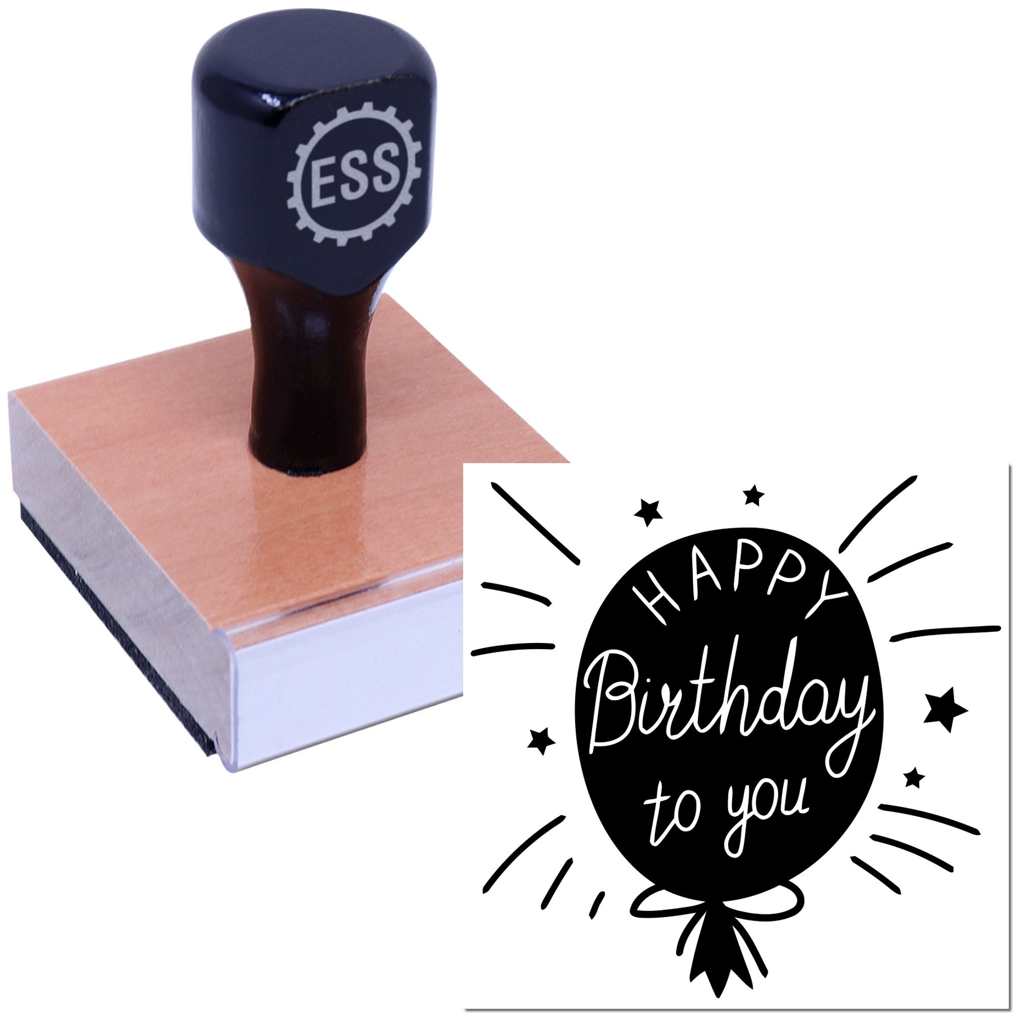 Grand Festive Balloon Celebration Card Rubber Stamp