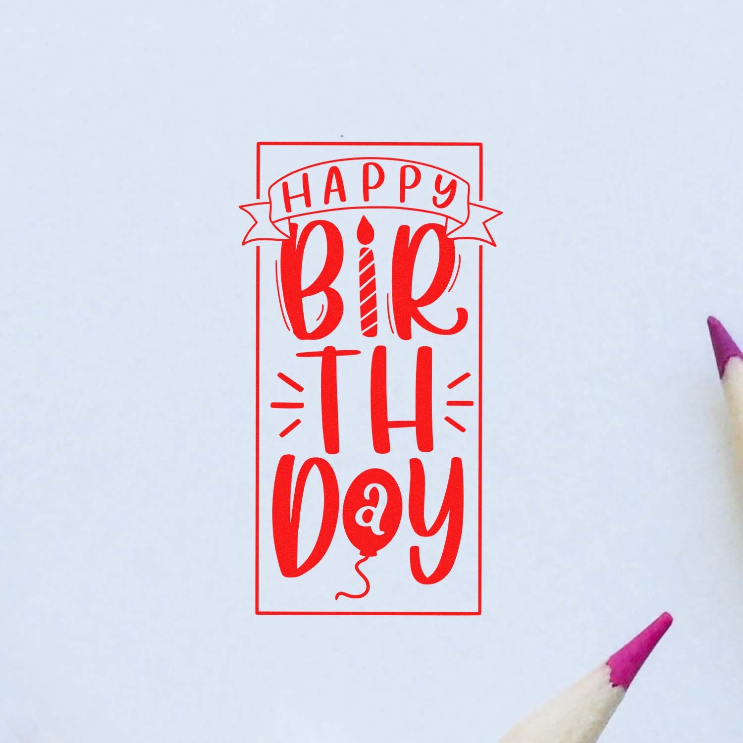Festive Birthday Scrapbook Rubber Stamp