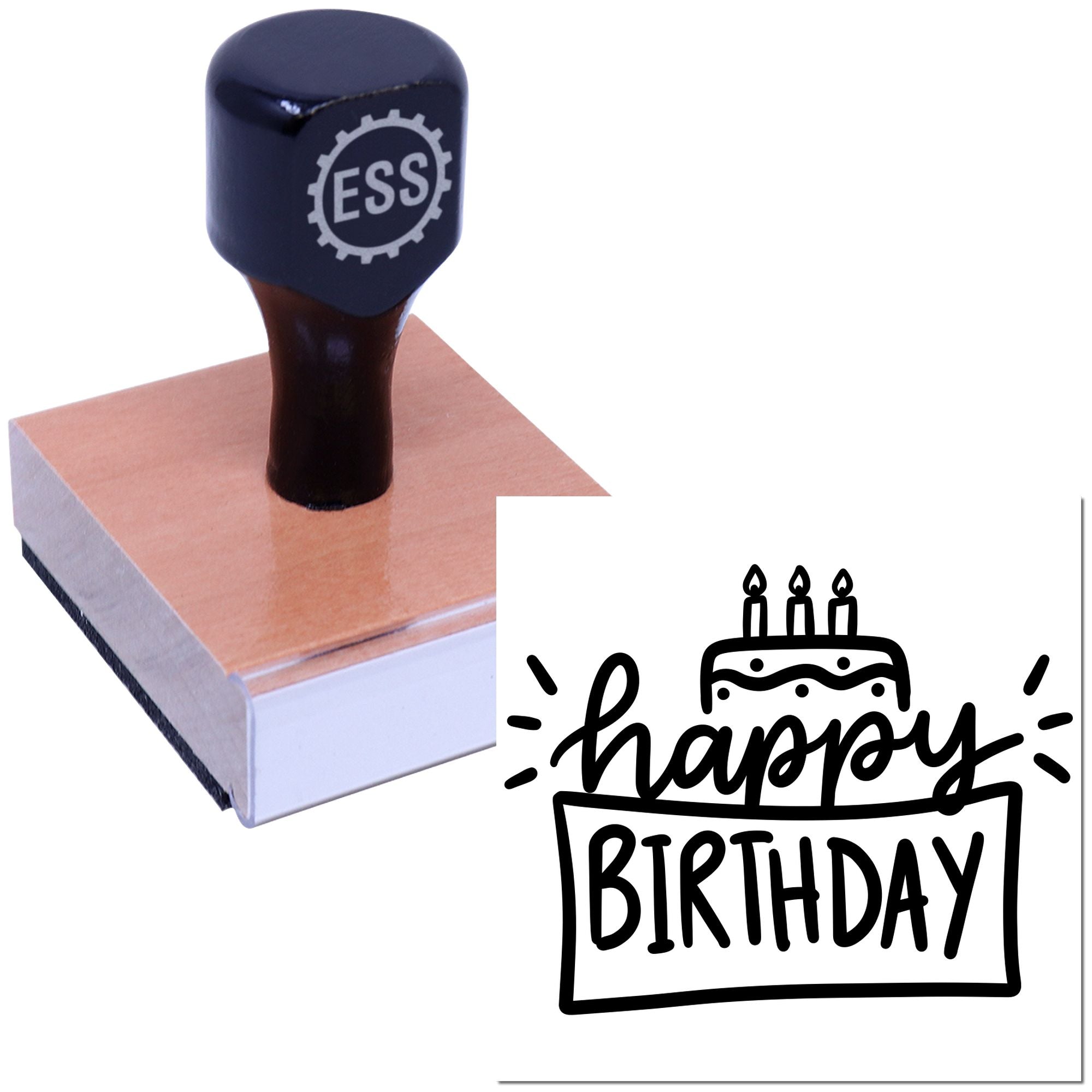 Festive Birthday Charm Card Rubber Stamp