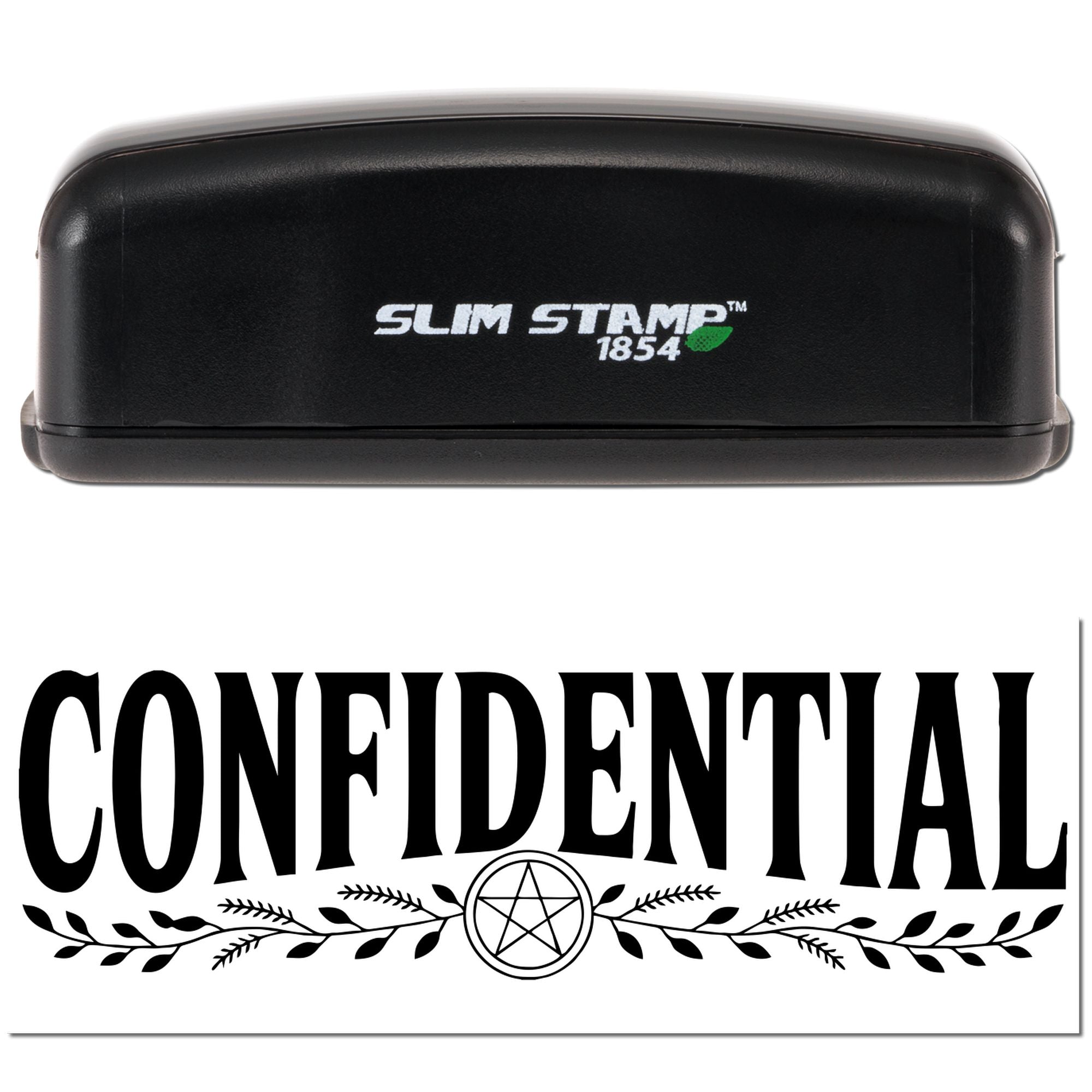 Black Slim Stamp 1854 confidential stamp and seal set with bold CONFIDENTIAL mark and decorative emblem.