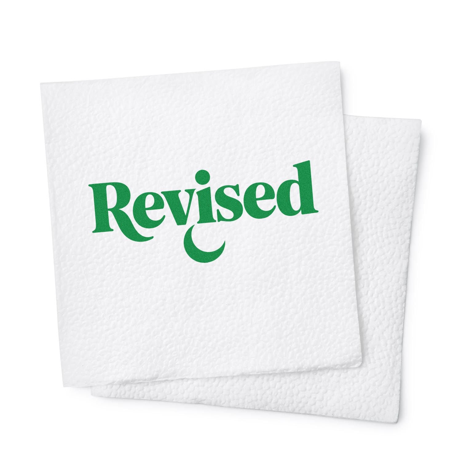 White textured stamp and seal sheets with green Revised imprint