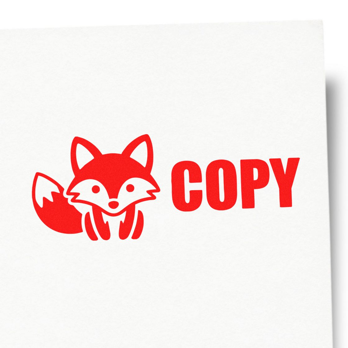 Red fox copy stamp seal in bold red on white, with fox icon and COPY text.