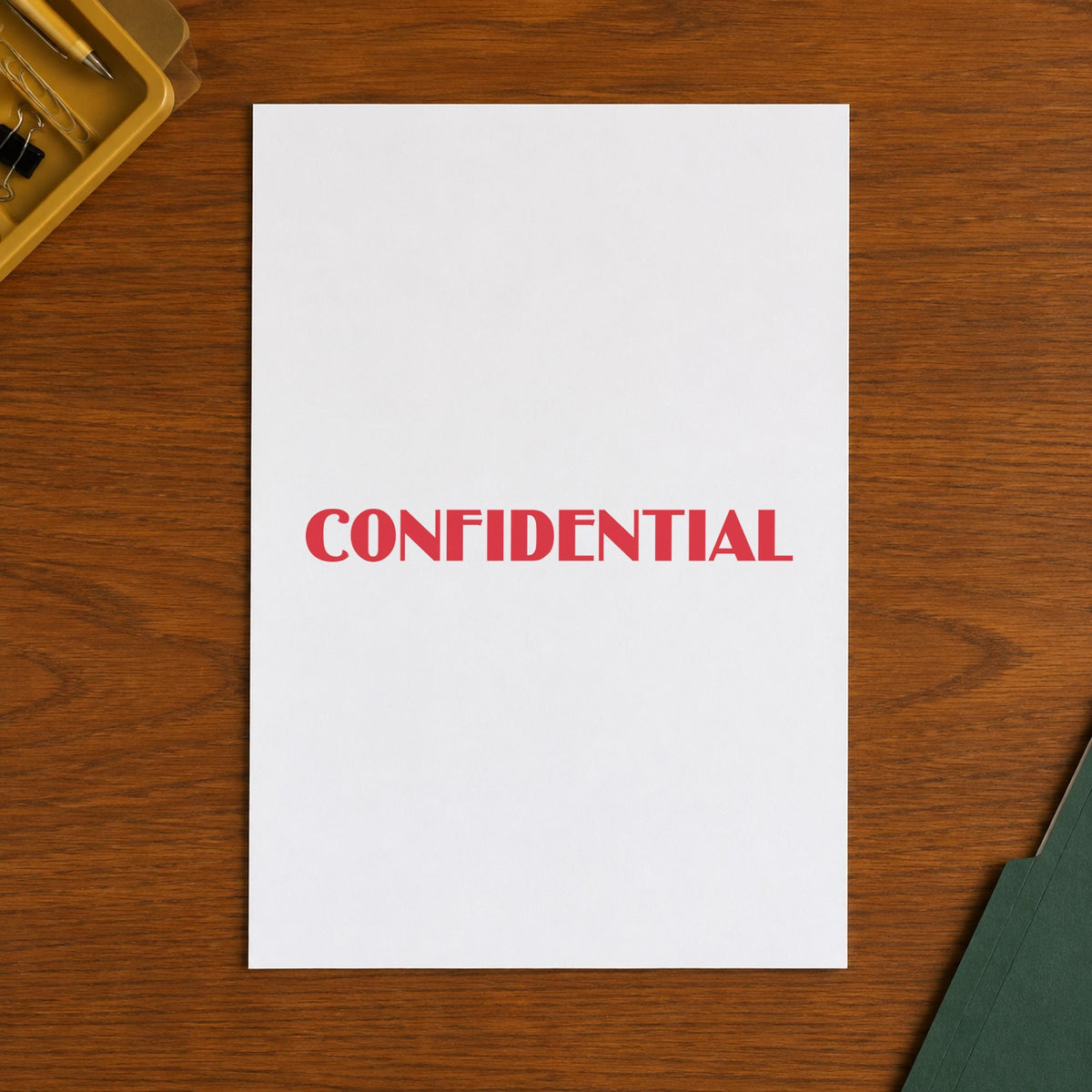 "Confidential" Xstamper pre-inked stamp beside its rectangle imprint