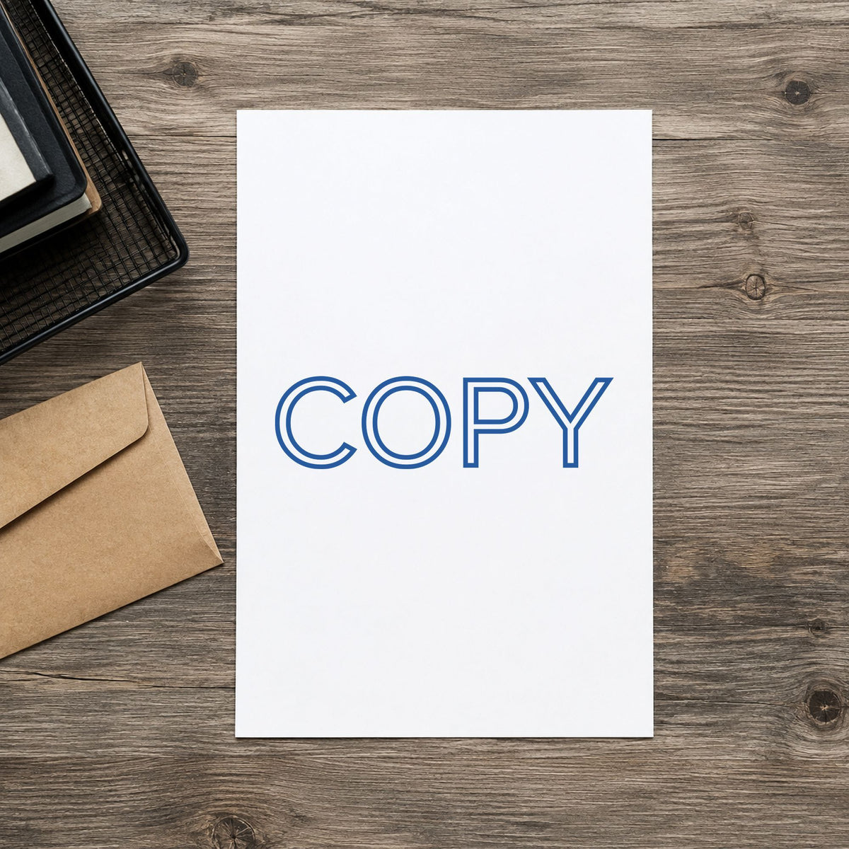 "Copy" stamp pressed on paper, no separate ink pad needed