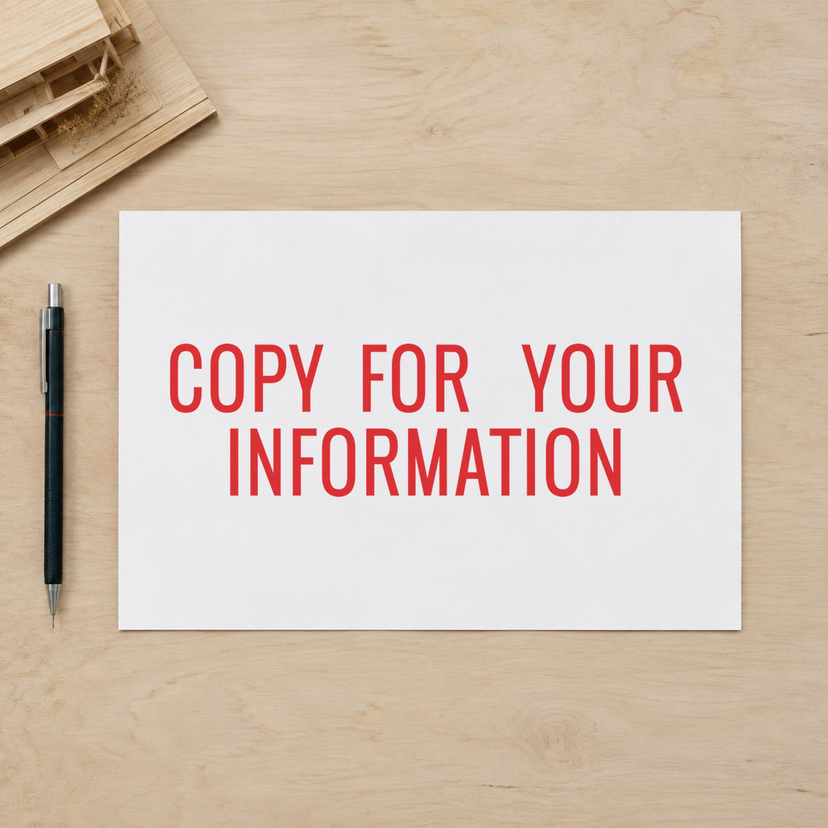 "Copy for your information" imprint on a printed page, Xstamper No. 1069