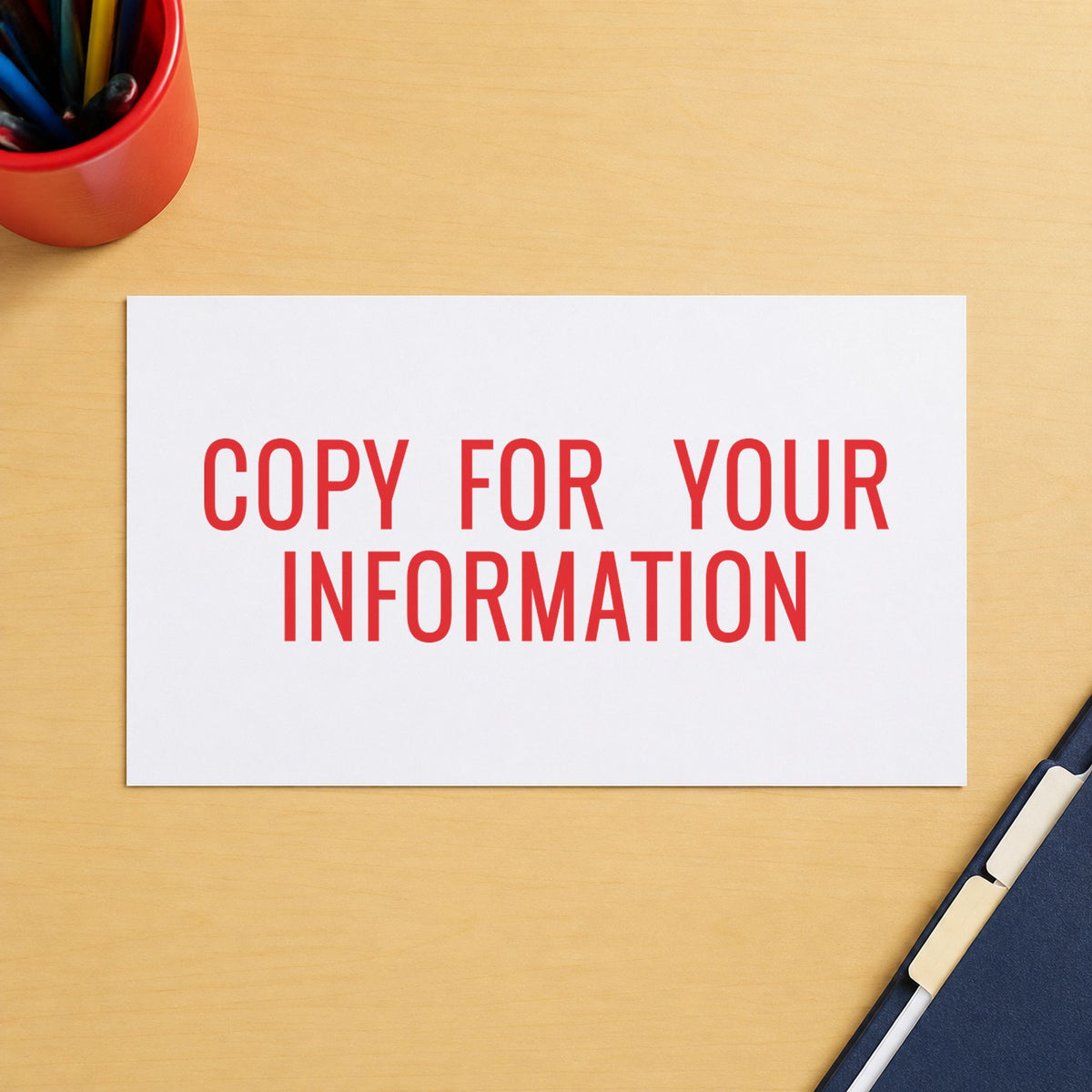 Close view of the "Copy for your information" mark left by Xstamper No. 1069