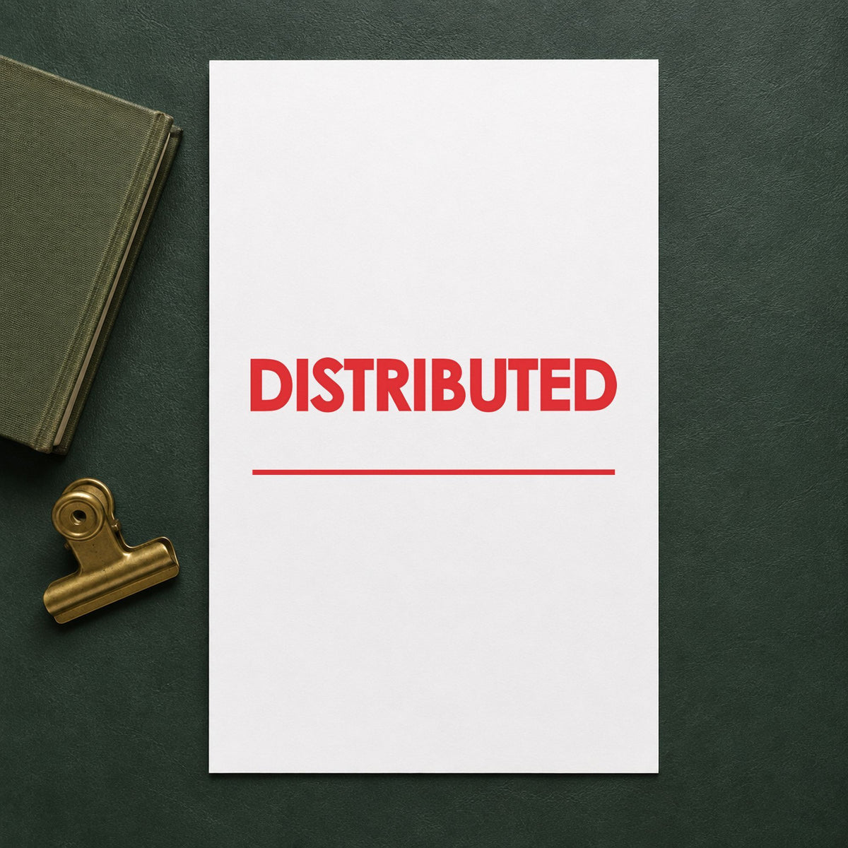 "Distributed" imprint on a printed page, Xstamper No. 1215