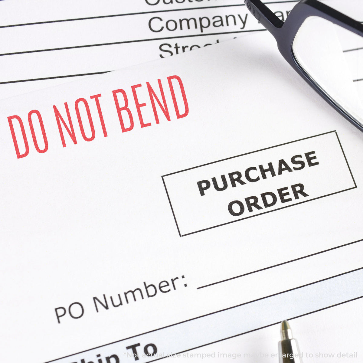 "Do not bend" Xstamper stamp used on filed paperwork