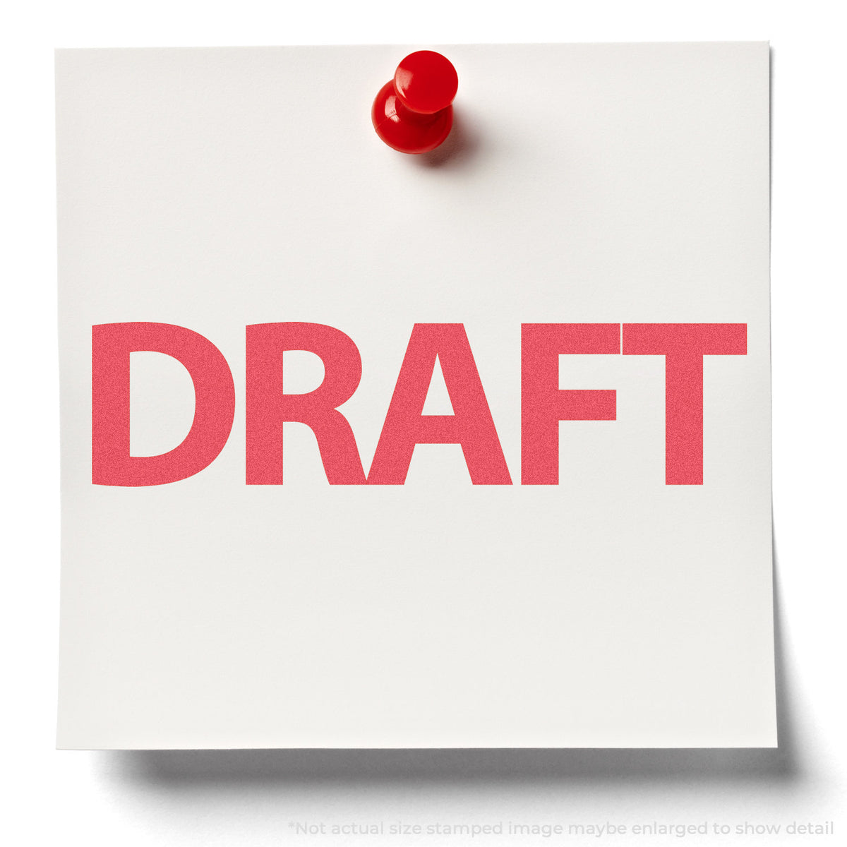 "Draft" stamp and its crisp Approximately 1/2 in tall x 1-5/8 in wide impression on paper