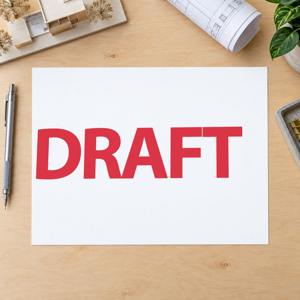 Close view of the "Draft" mark left by Xstamper No. 1360