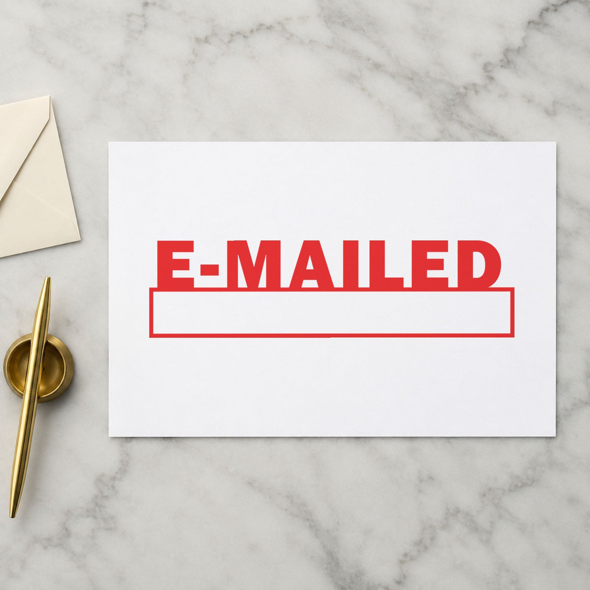 "E-mailed" Xstamper No. 1650 stamp shown in everyday handling