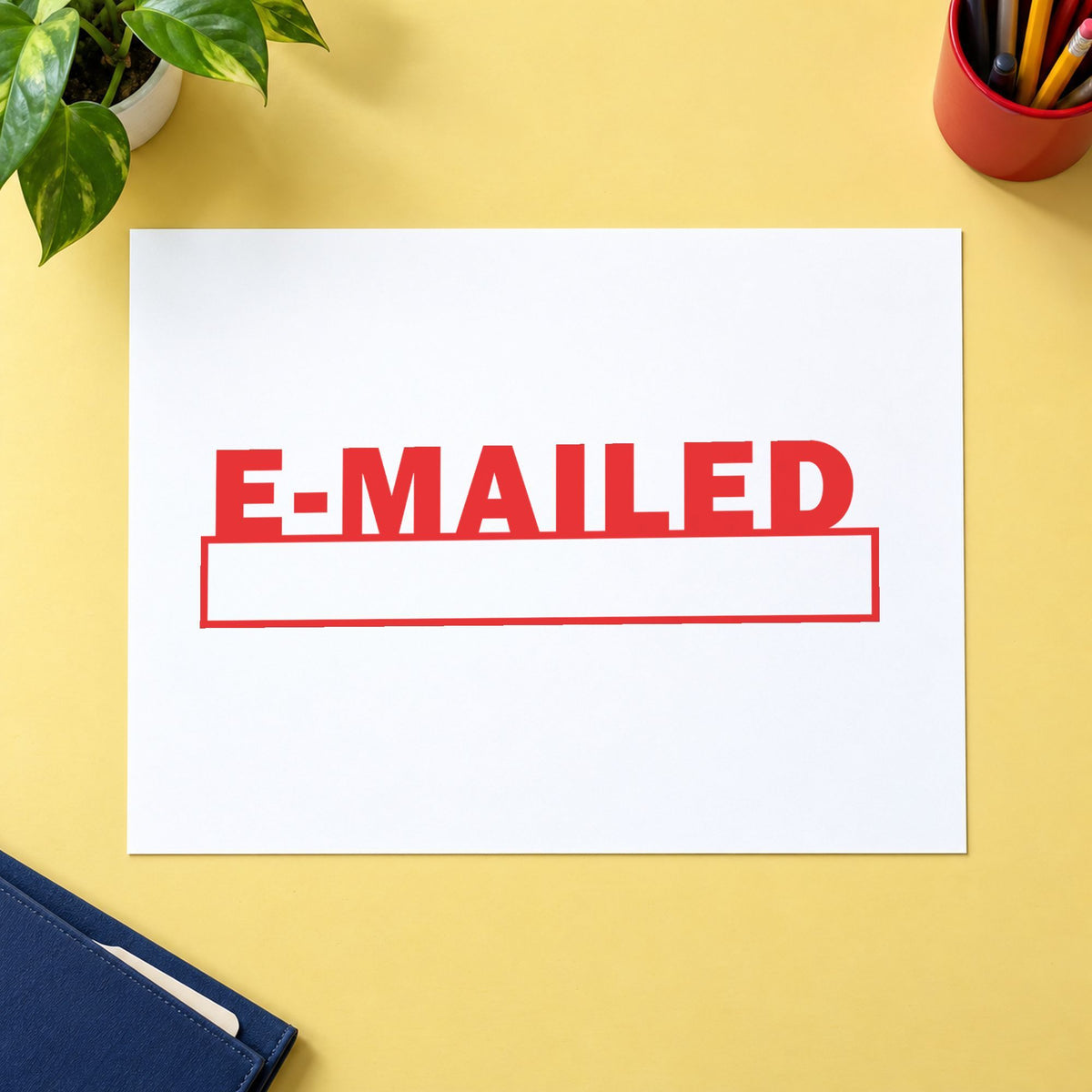 "E-mailed" Xstamper stamp at work on everyday office paperwork