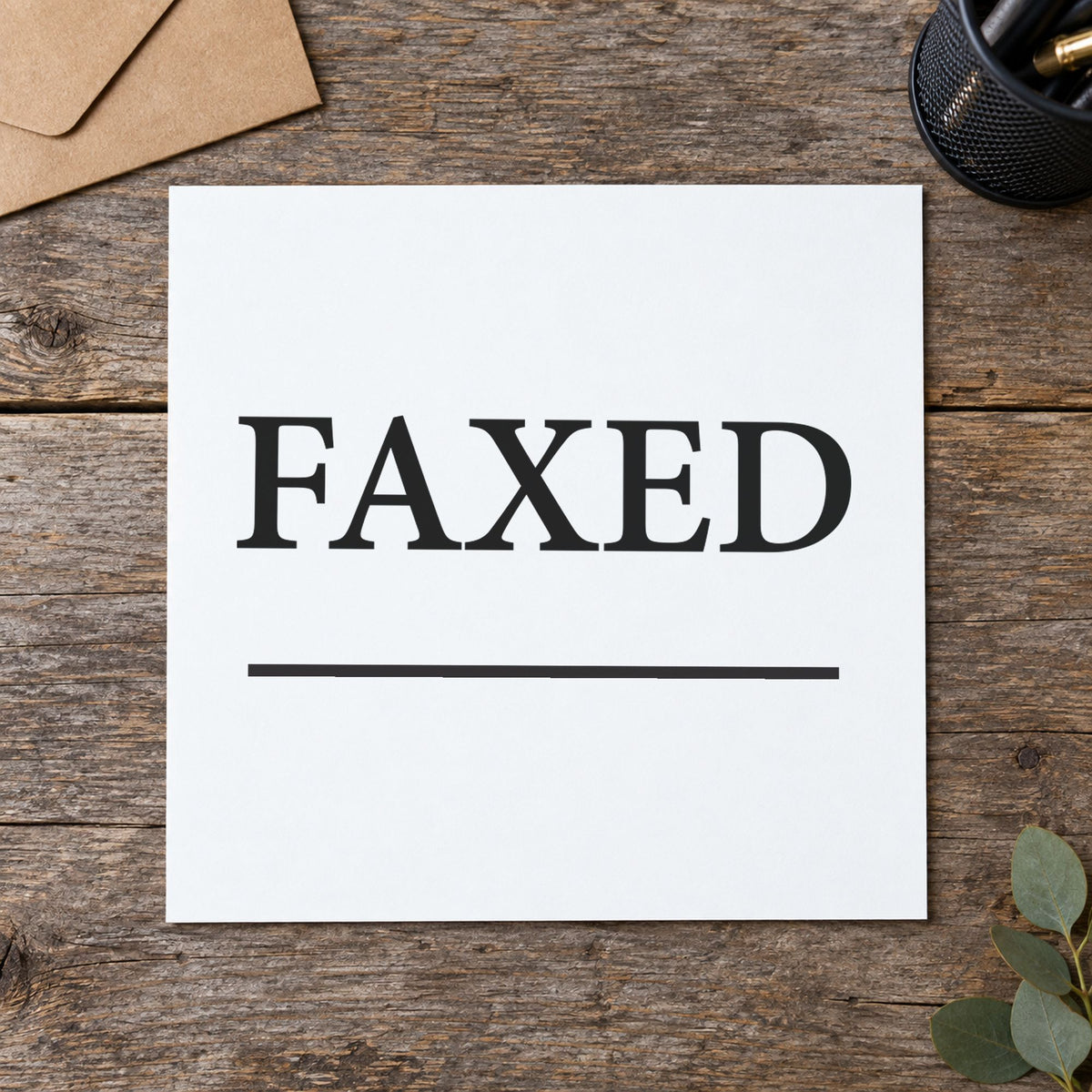 "Faxed" Xstamper No. 1216 stamp shown in everyday handling