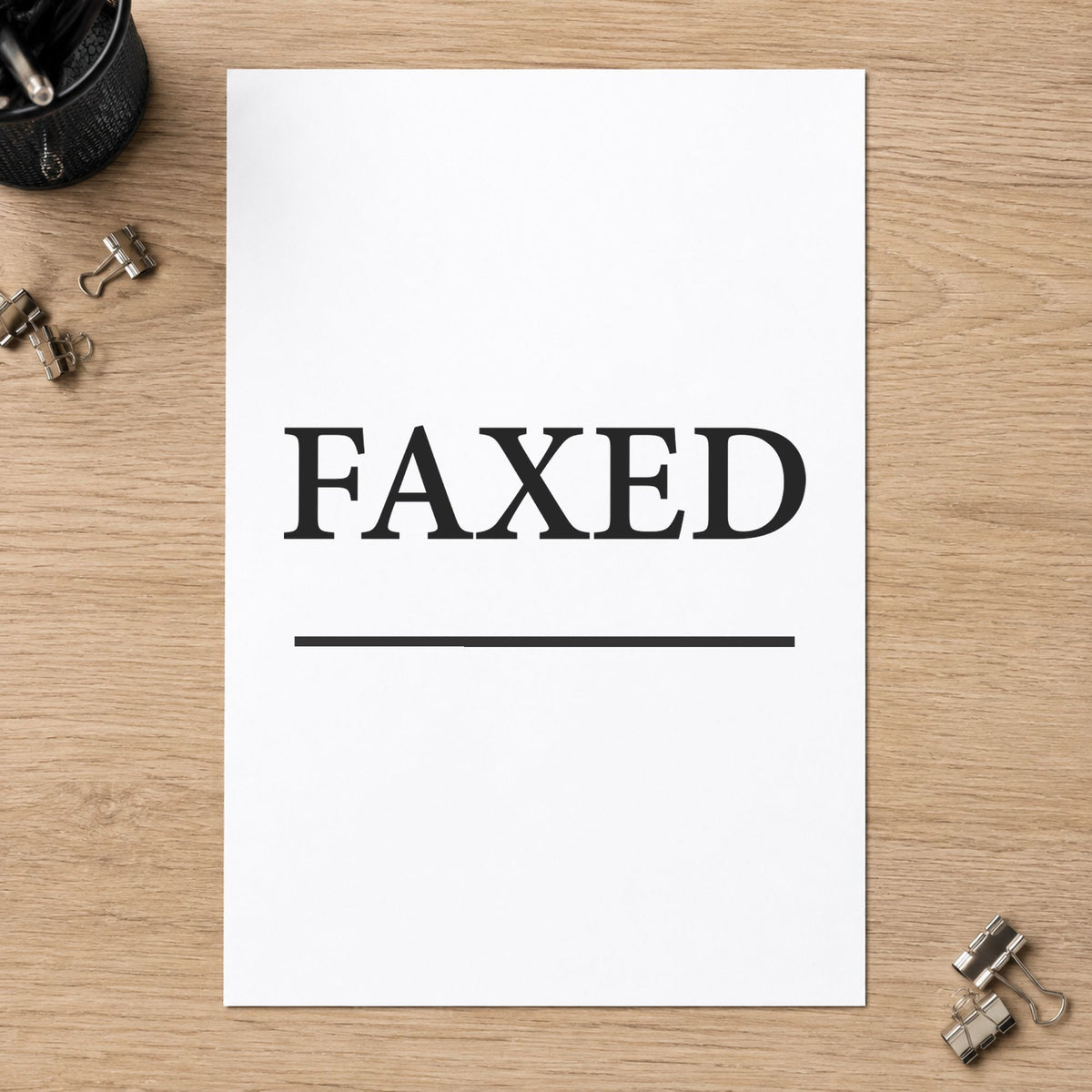 "Faxed" Xstamper stamp at work on everyday office paperwork