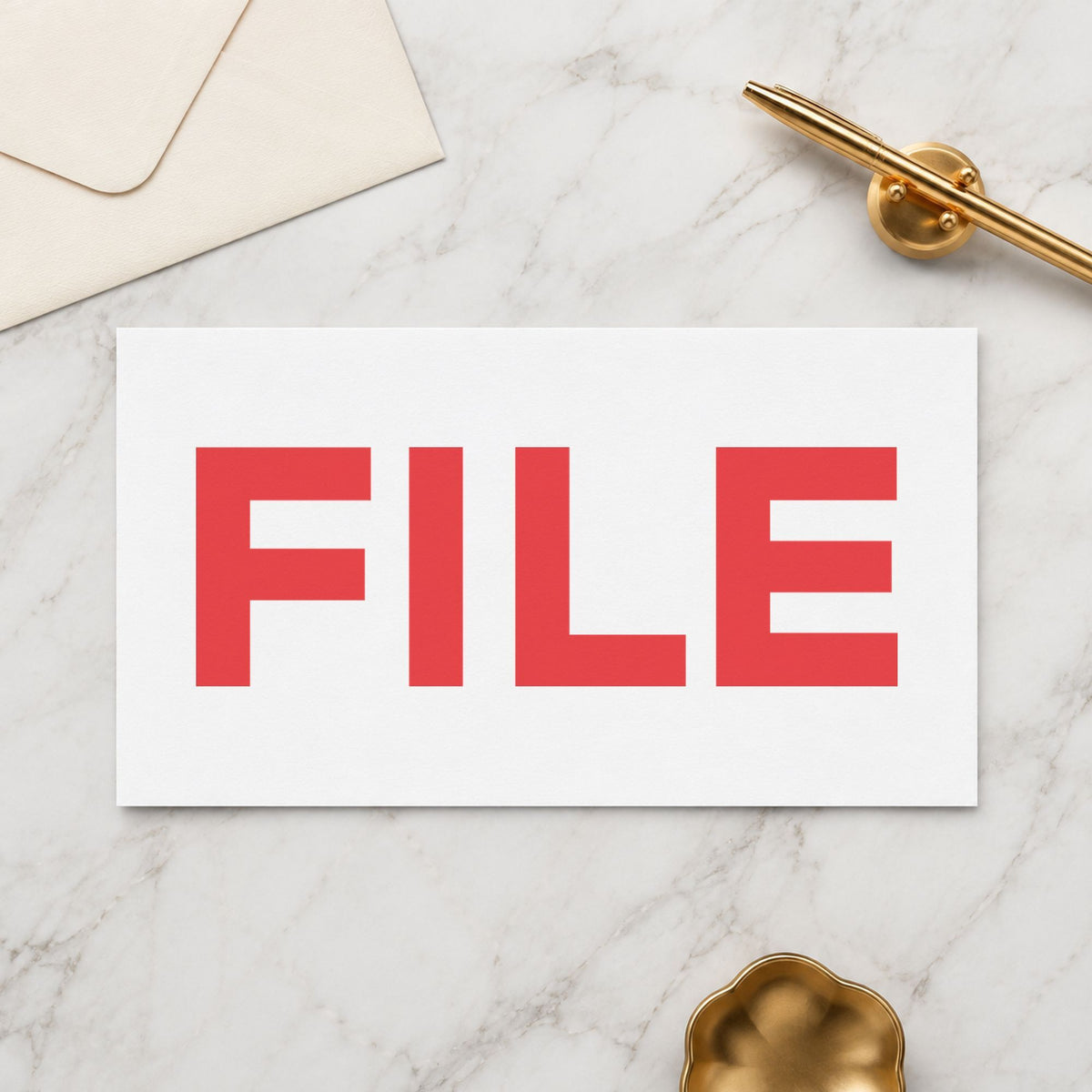 "File" imprint sized 1/2 x 1-5/8 in on a document page