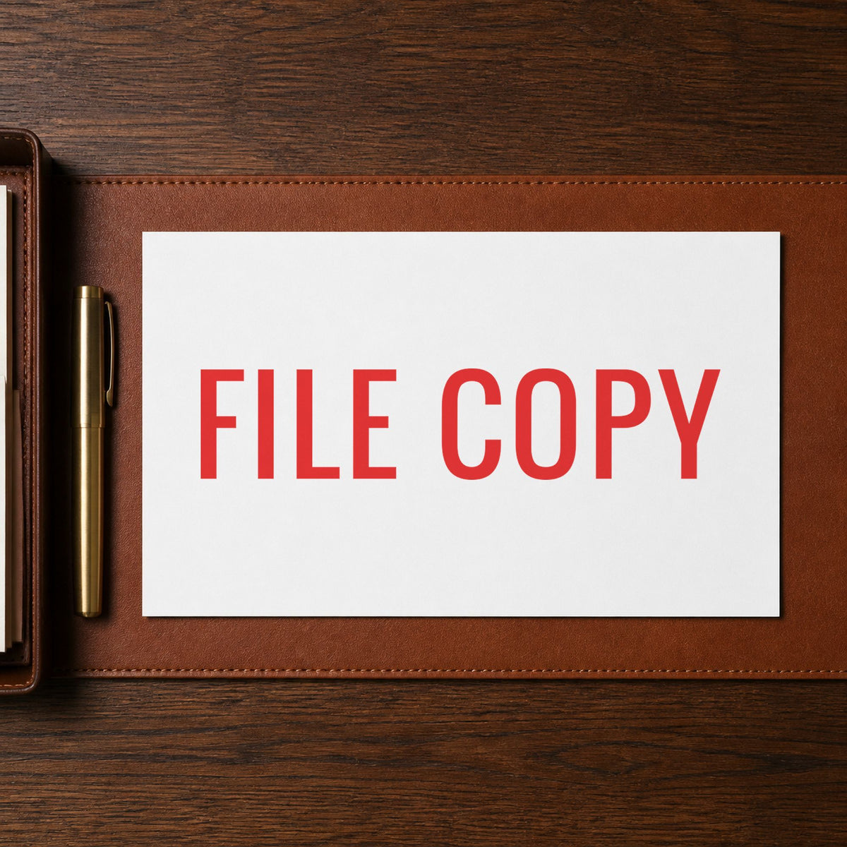 "File copy" Xstamper No. 1071 stamp shown in everyday handling