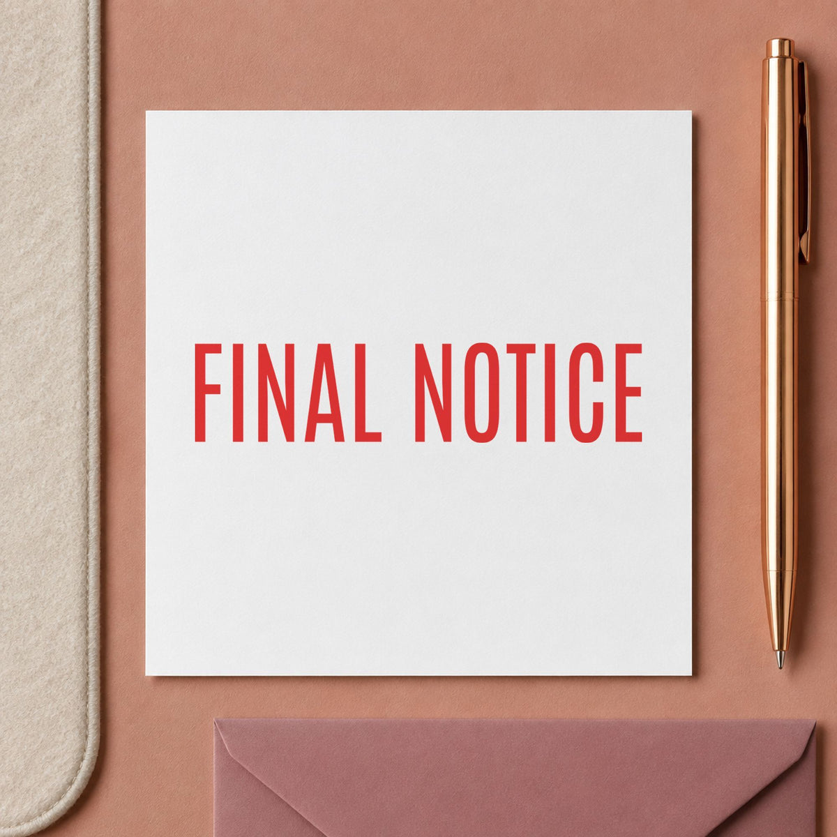 Close view of the "Final notice" mark left by Xstamper No. 1014