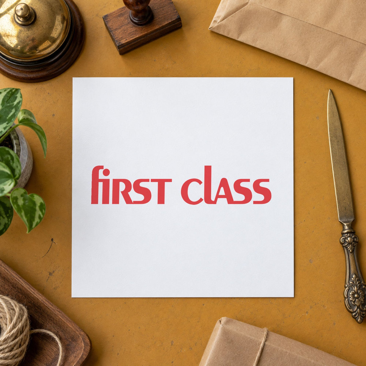 Close view of the "First class" mark left by Xstamper No. 1332