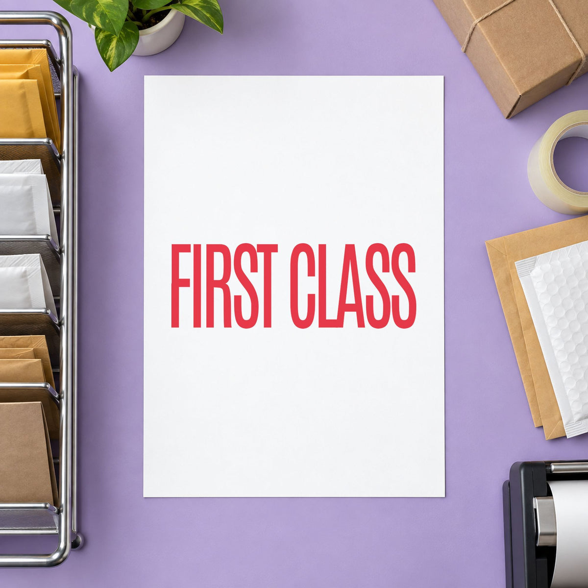 Close view of the "First class" mark left by Xstamper No. 1512