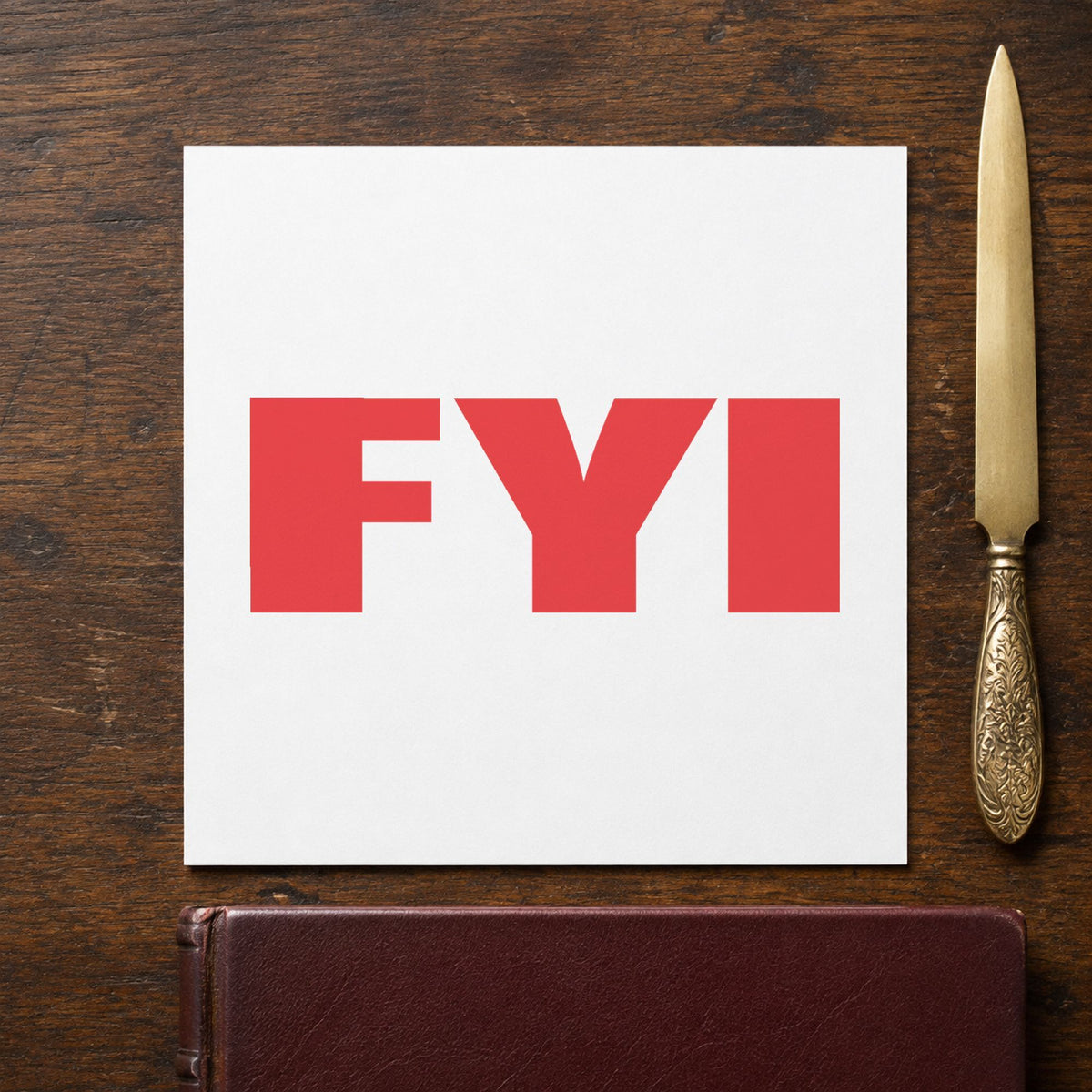"FYI" Xstamper No. 1361 stamp shown in everyday handling