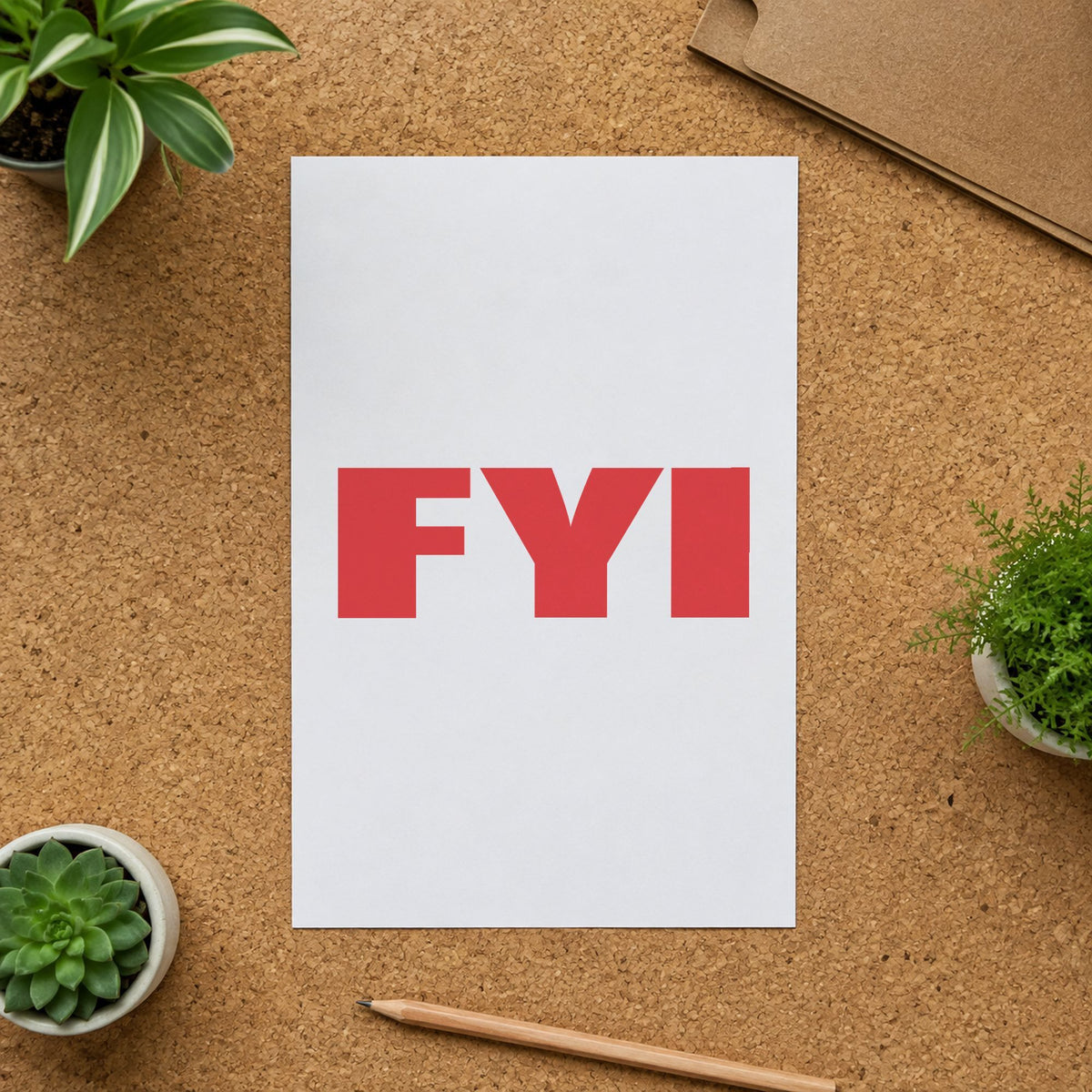 "FYI" imprint on a printed page, Xstamper No. 1361