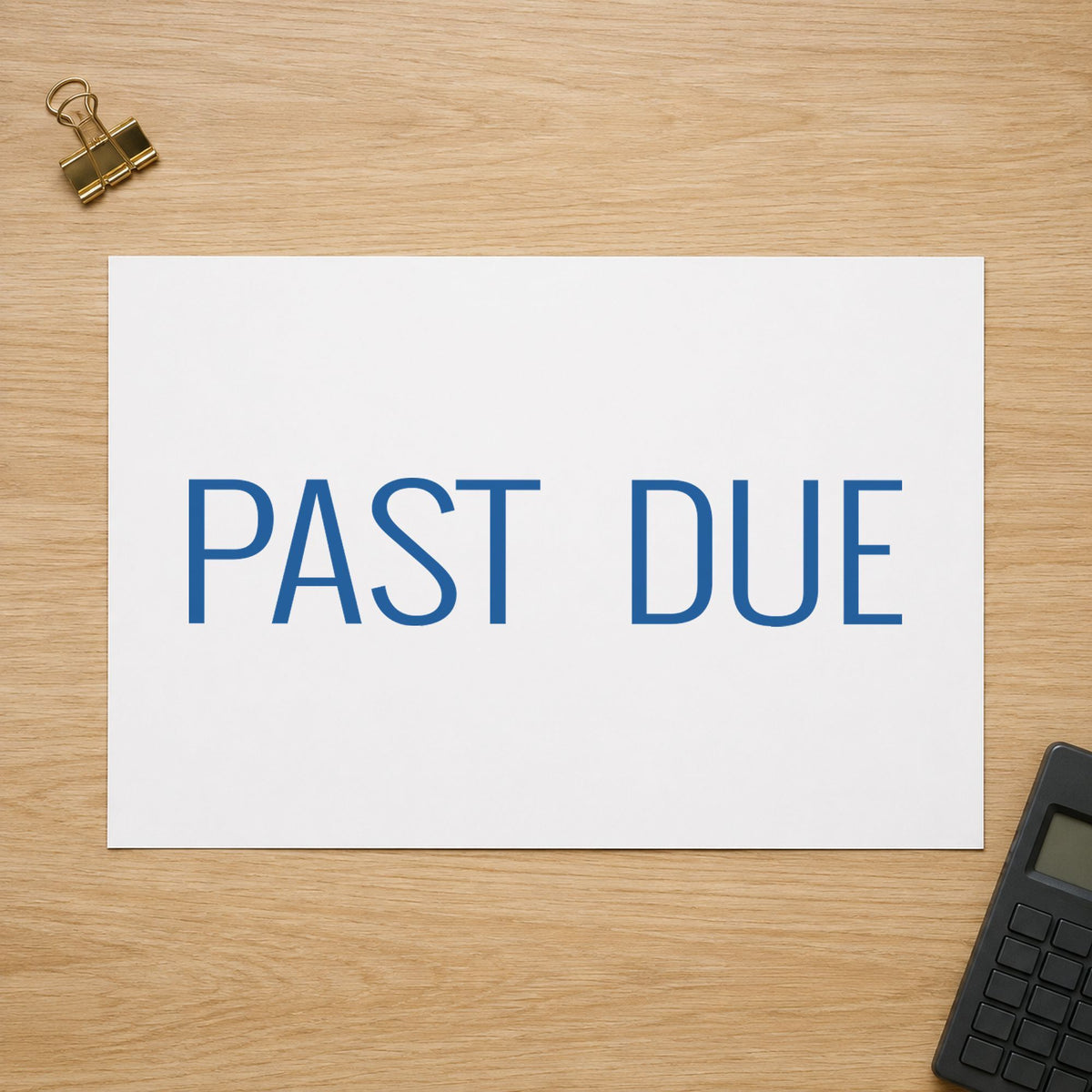 "Past due" imprint sized Approximately 1/2 in tall x 1-5/8 in wide on a document page