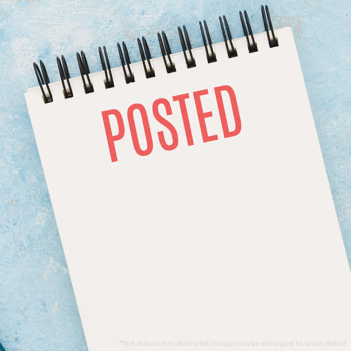 "Posted" pre-inked imprint on a page, rectangle shape at 1/2 x 1-5/8 in