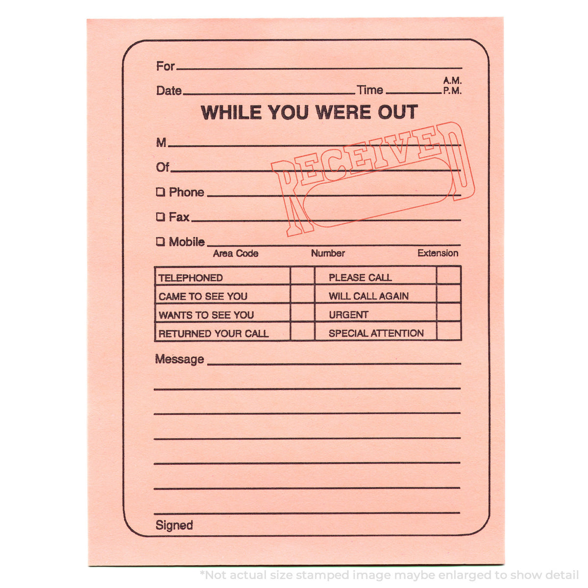 "Date received" Xstamper stamp used on filed paperwork
