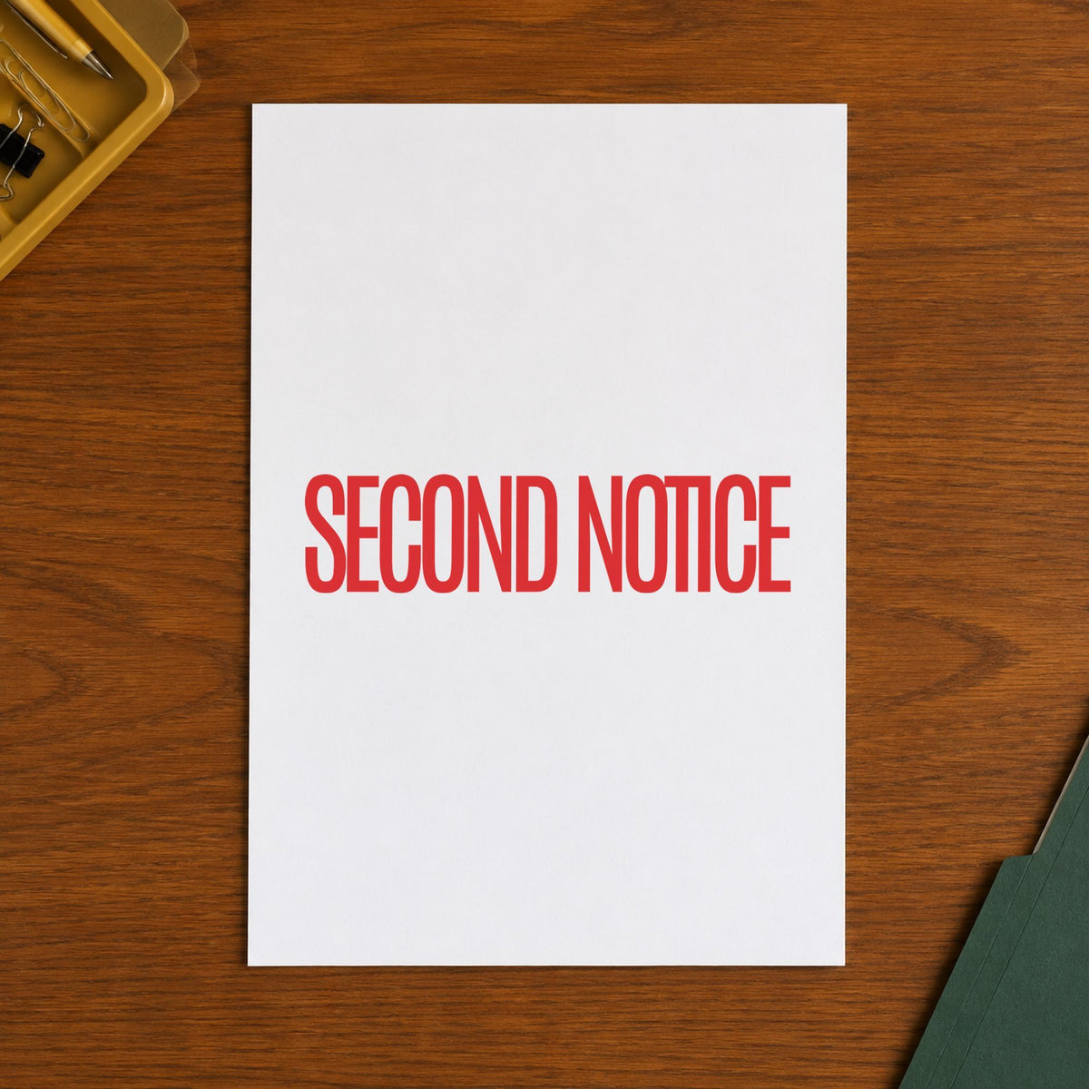 "Second notice" imprint on a printed page, Xstamper No. 1012